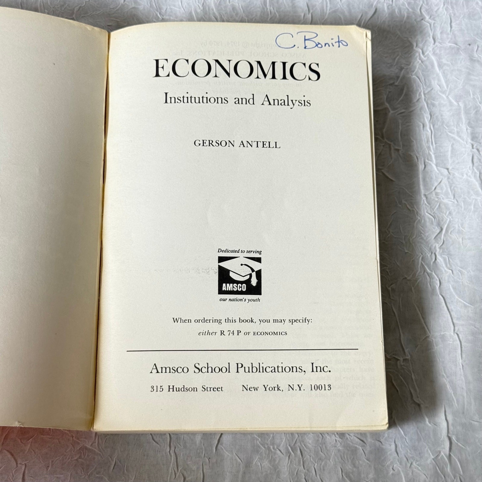 Economics Institutions and Analysis Gerson Antell 1974 AMSCO Textbook Vintage