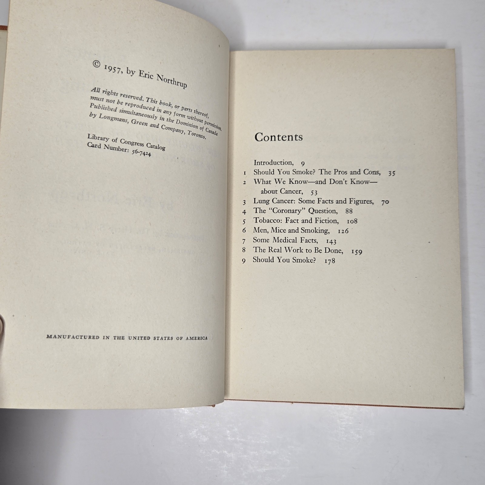 Science Looks At Smoking Inquiry Into Effects On Health By Eric Northrup 1957 HC