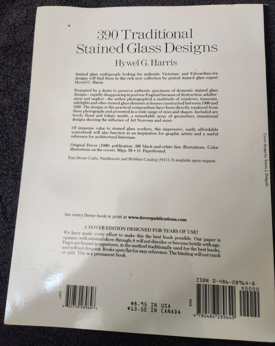 390 Traditional Stained Glass Designs by Hywel G. Harris (1996, Trade Paperback)