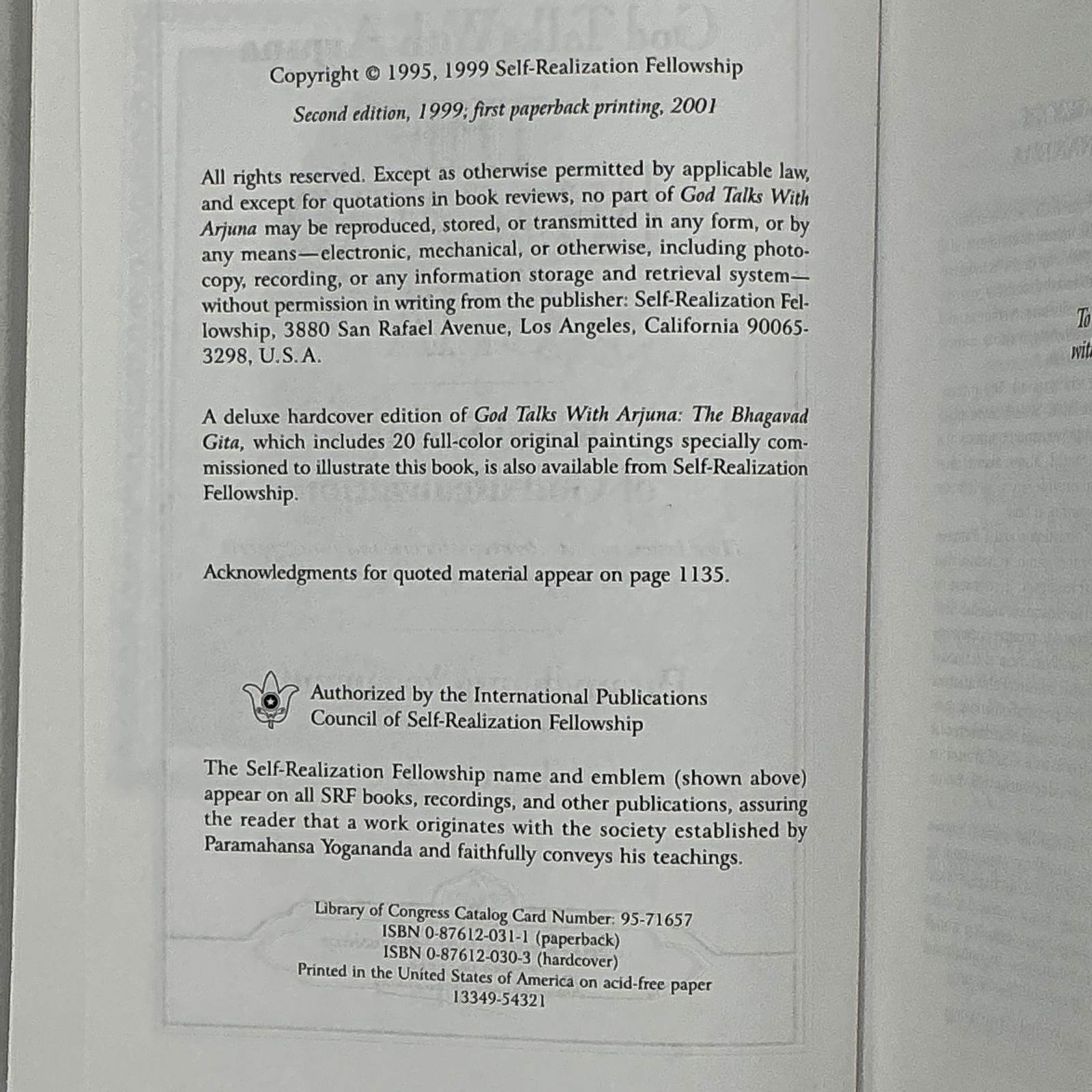 God Talks With Arjuna The Bhagavad Gita Paramahansa Yogananda Box Set 2001 Navy