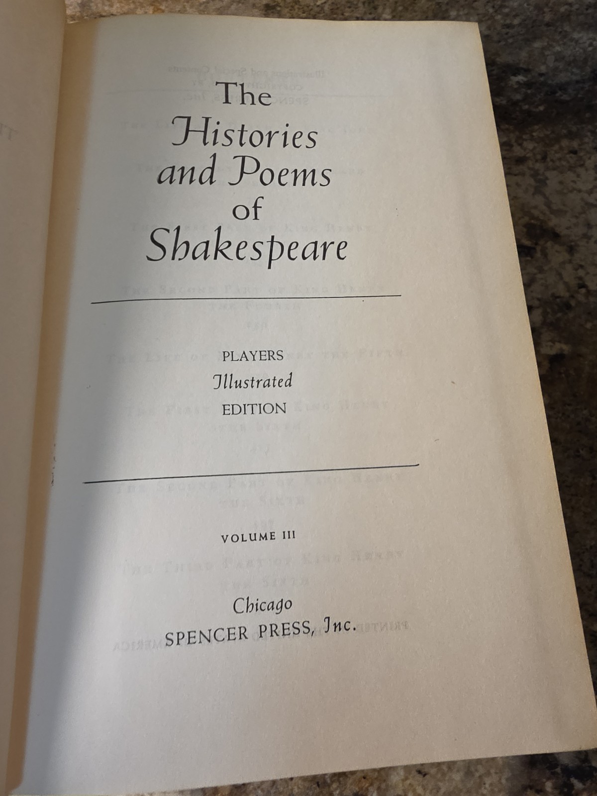The Comedies Tragedies Histories of Shakespeare Player’s Edition 3 Volume Set