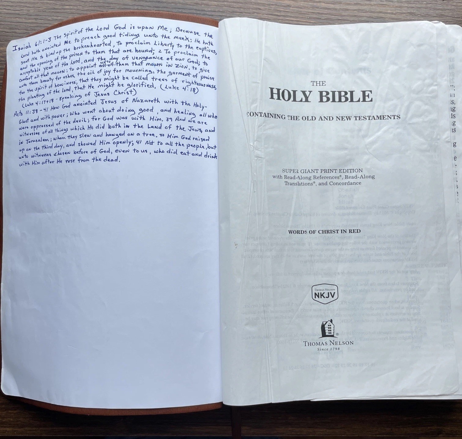 NKJV Holy Bible Super Giant Print Reference Edition Red Letter Leather Worn