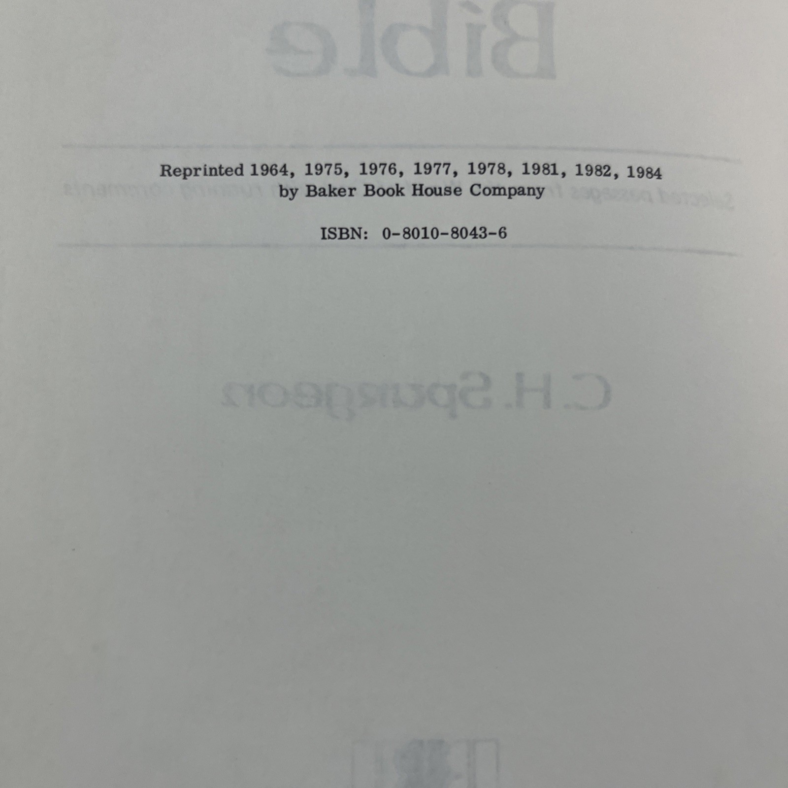 Spurgeons Devotional Bible Hardcover 1984 Baker Book House