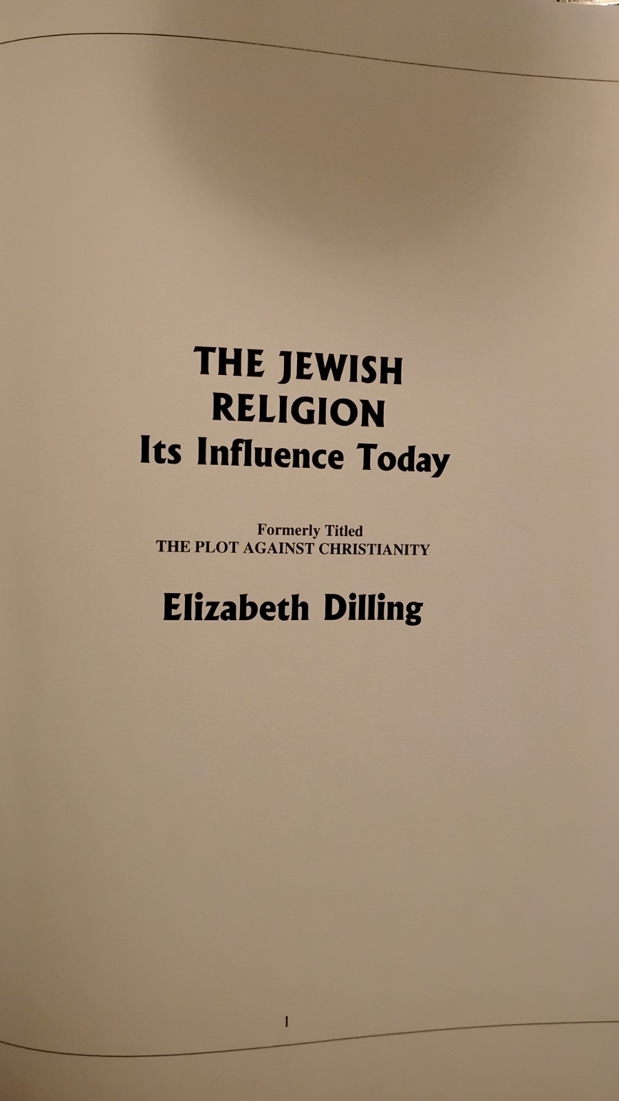 The Jewish Religion: Its Influence Today by Elizabeth Dilling Reprint Hardcover