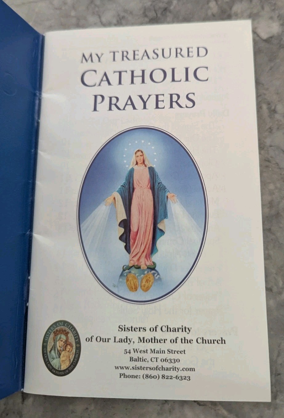 My Treasured Catholic Prayers Sisters of Charity Prayer Book Blue Hardcover VG