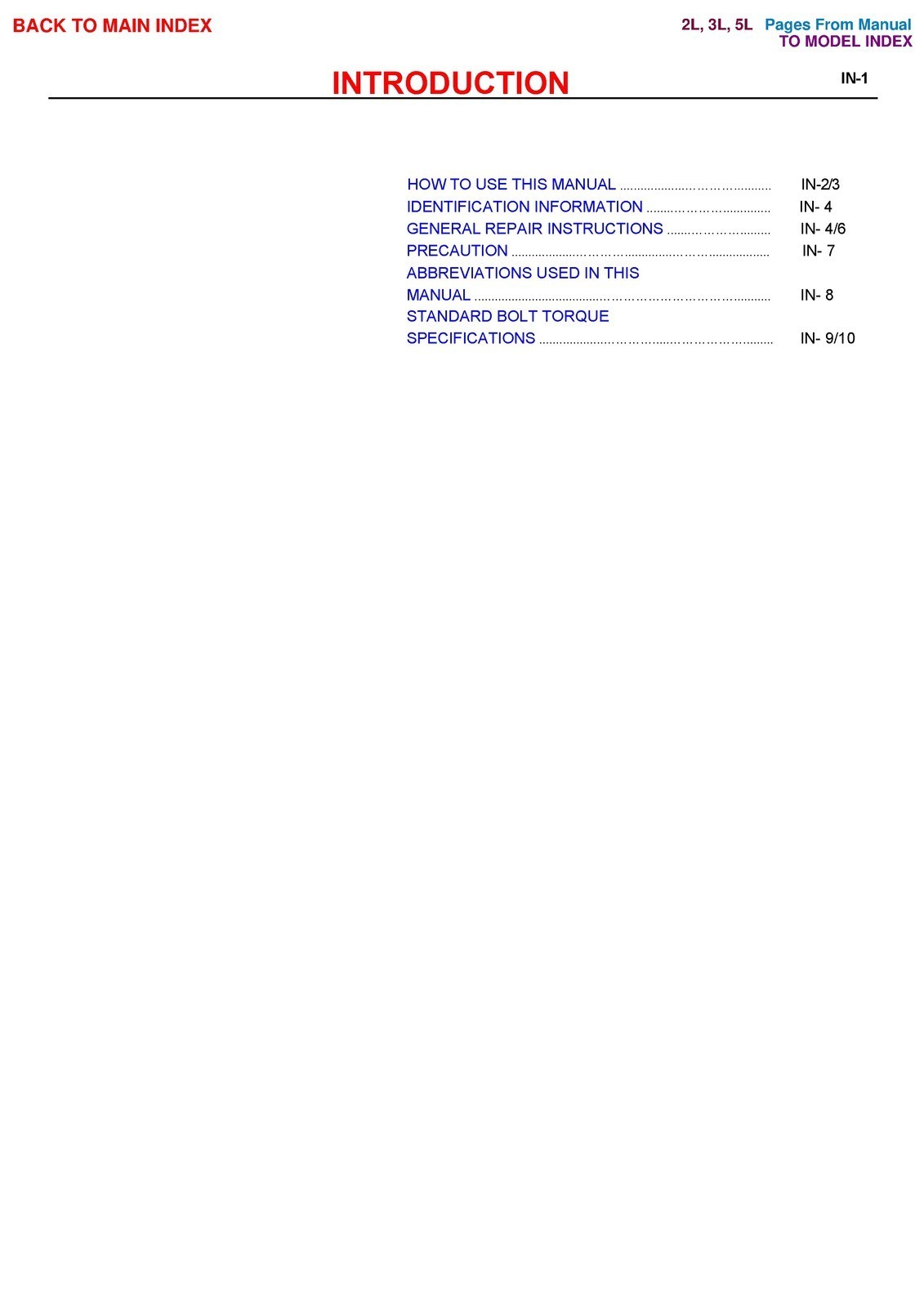 TOYOTA 2L 3L Diesel Engine Repair Manual 1999, EXTRA-DUTY BINDER, TOUGH COVERING
