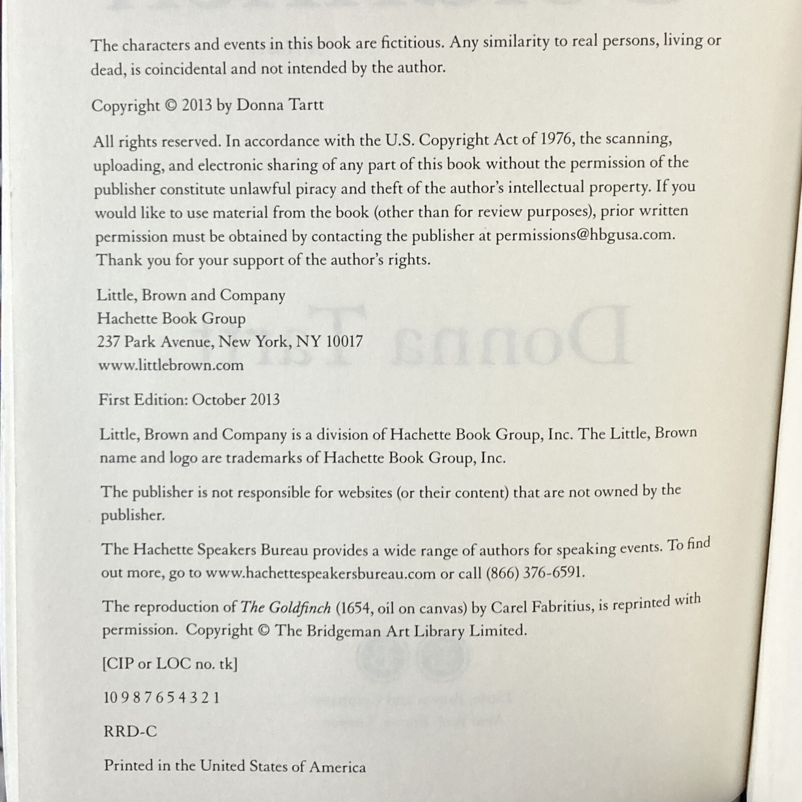 *ARC / Uncorrected Proof* The Goldfinch – Donna Tartt (Little Brown, 2013)