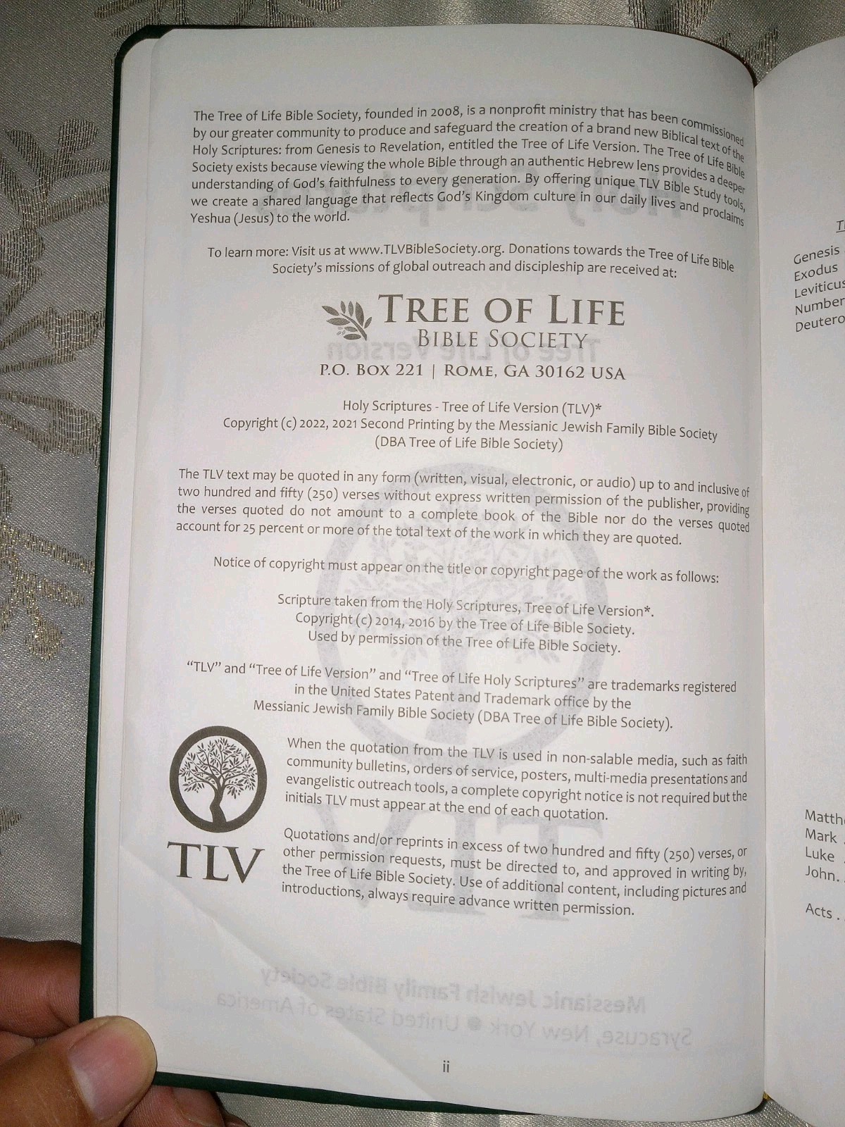 Holy Scriptures Tree of Life Version- Green Faux Leather Bound Bible TLV Jewish