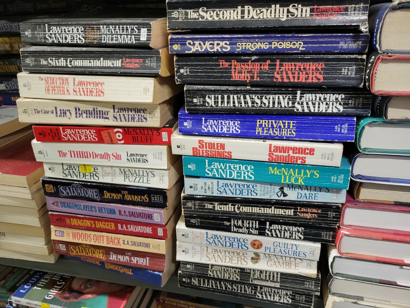 Lot of 10 Paperback Lawrence Sanders Mystery Thriller Novels Random Mix