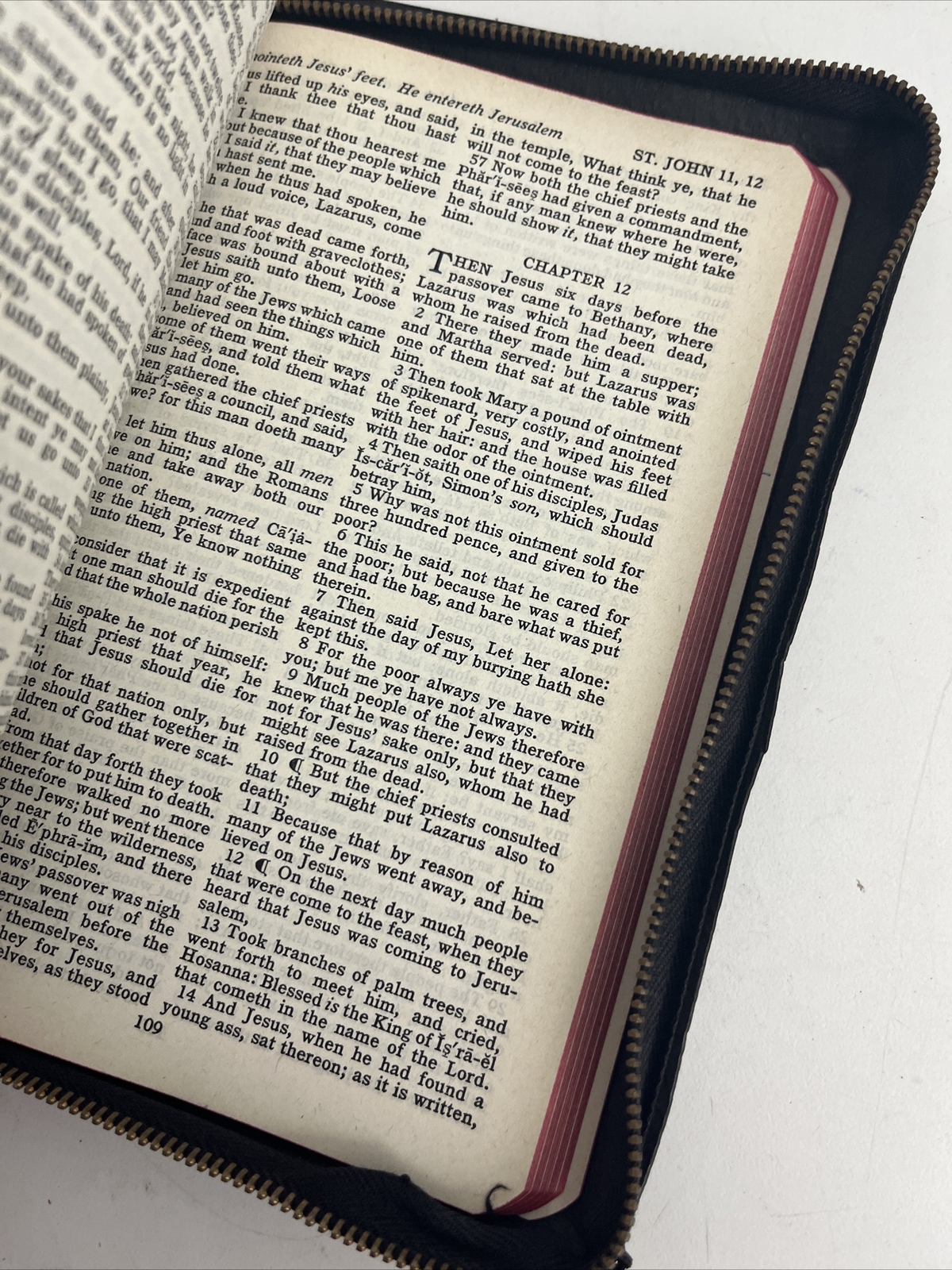 Bible KJV Zip Leather Original Tongues Antique VTG American Society