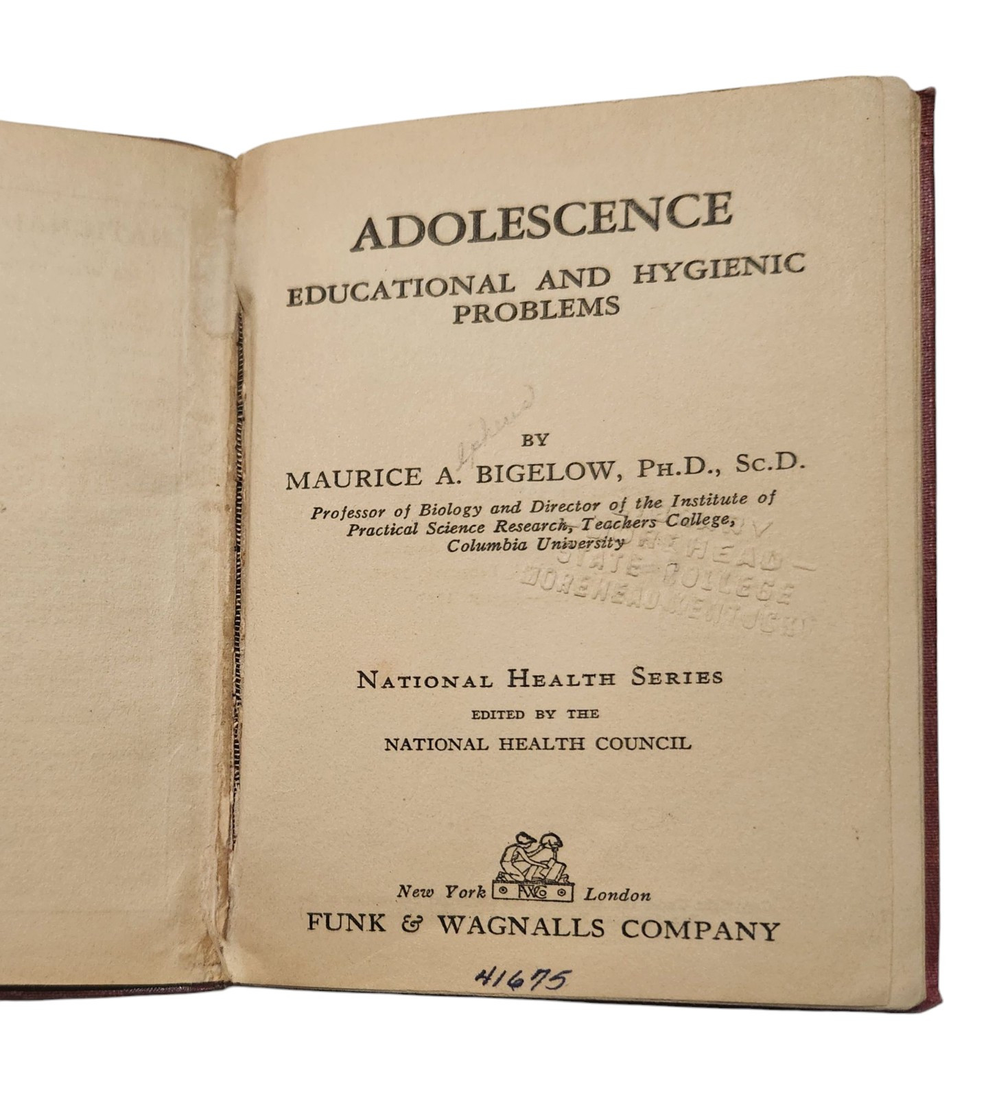 Adolescence, Educational & Hygienic Problems, 1924 Maurice A Bigelow, PhD ScD