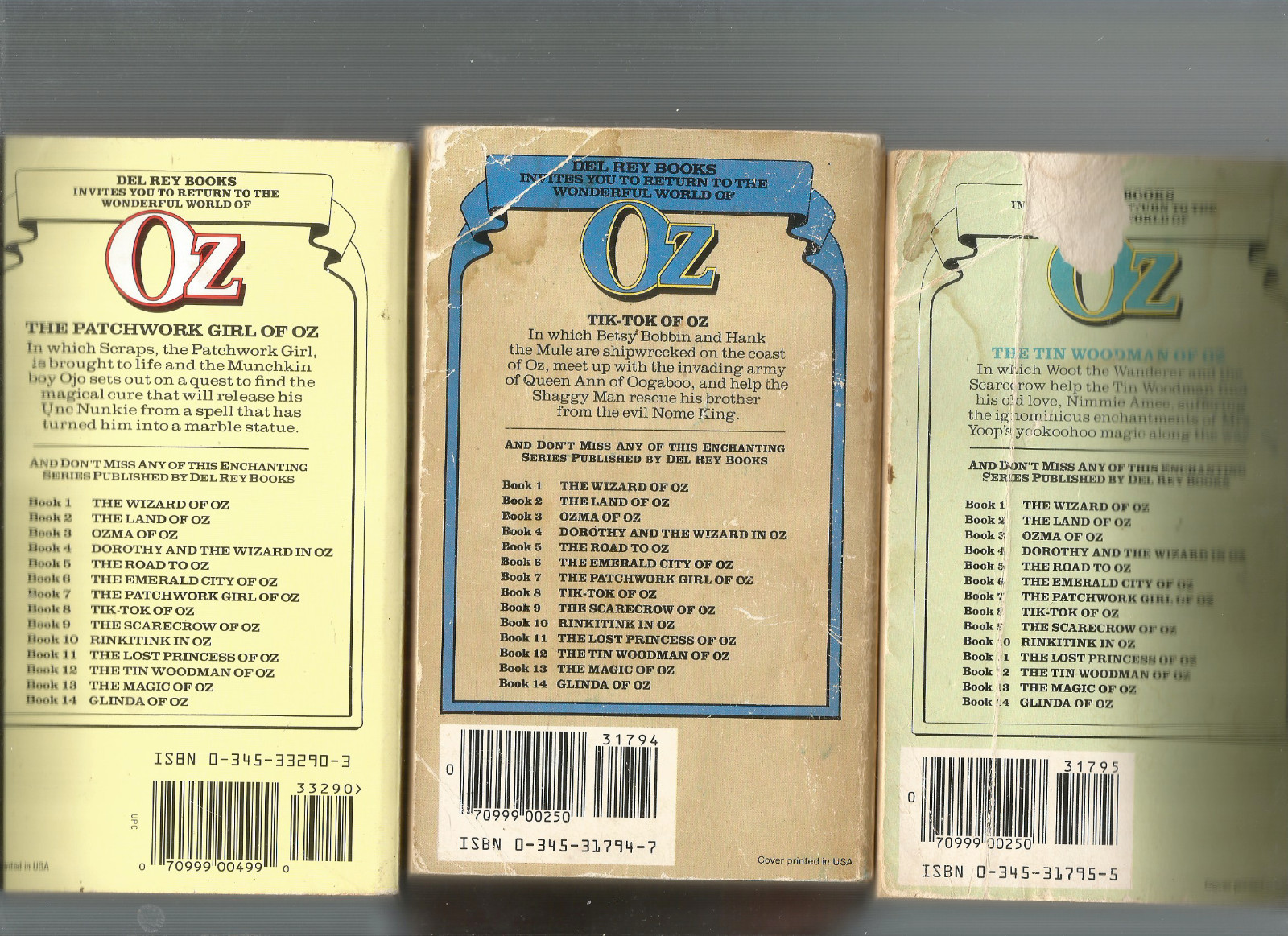 L.FRANK BAUM (3 PB) #7-8-12 (PATCHWORK GIRL OF OZ +TIK-TOK OF OZ+TIN WOODMAN OZ