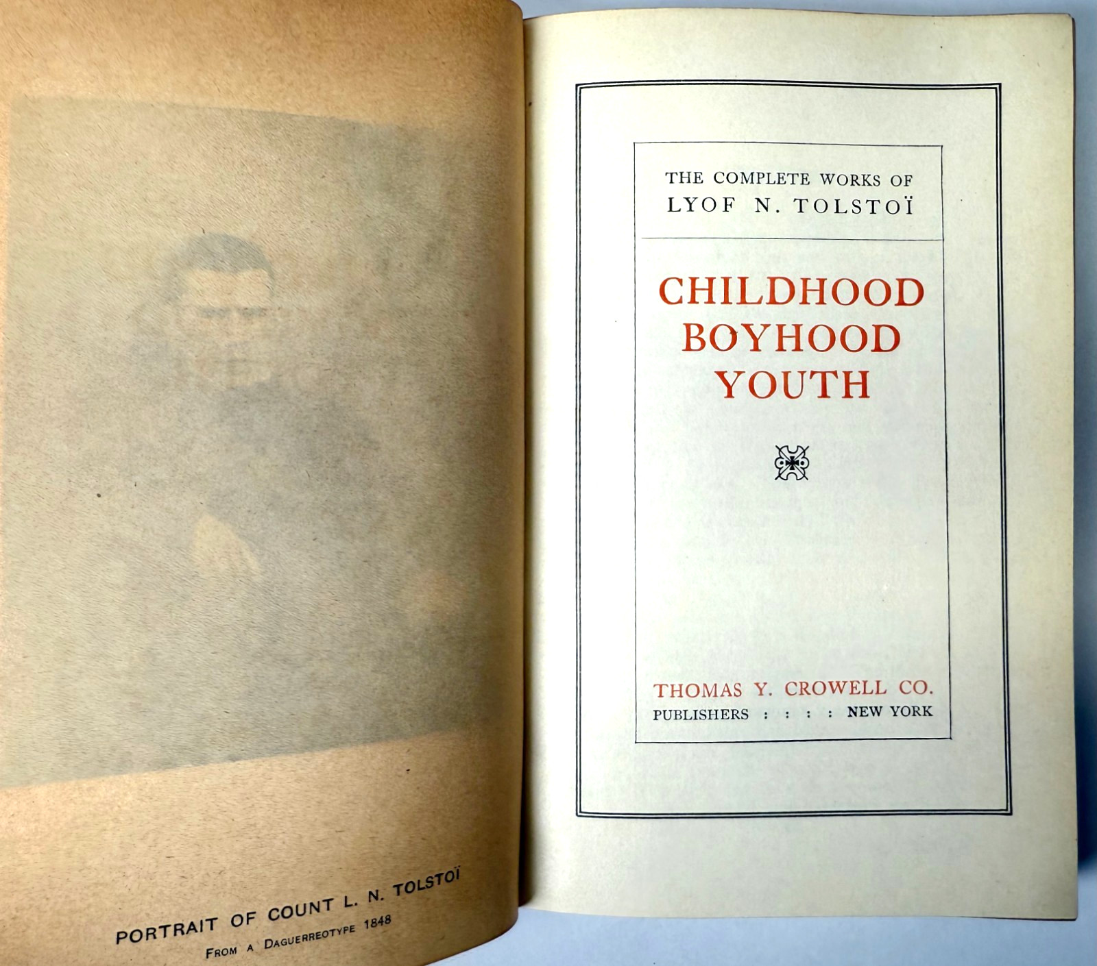 Childhood Boyhood Youth, Leo Tolstoy 1899 with leather cover