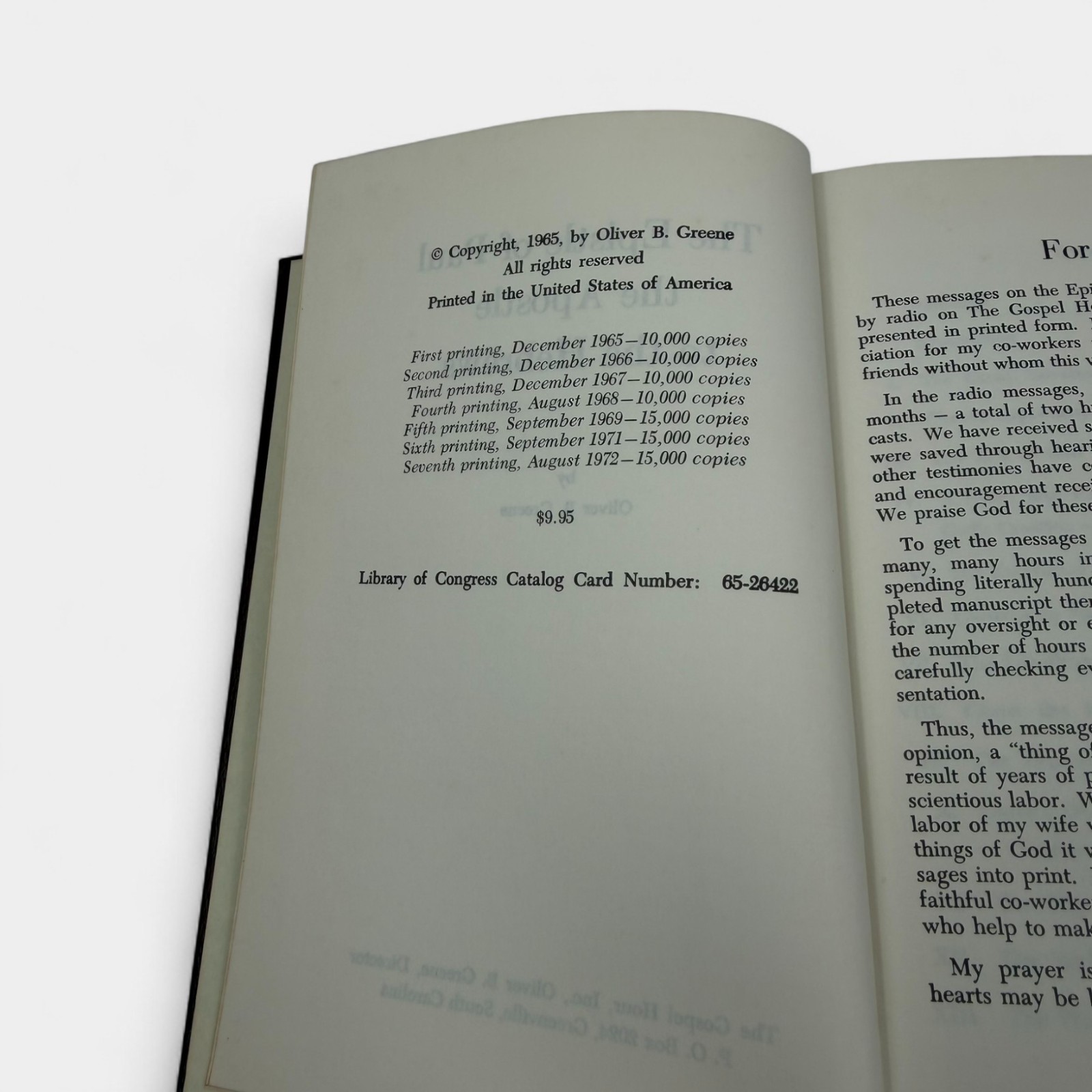 The Epistle of Paul the Apostle to the Hebrews by Oliver B. Greene 1965 HC