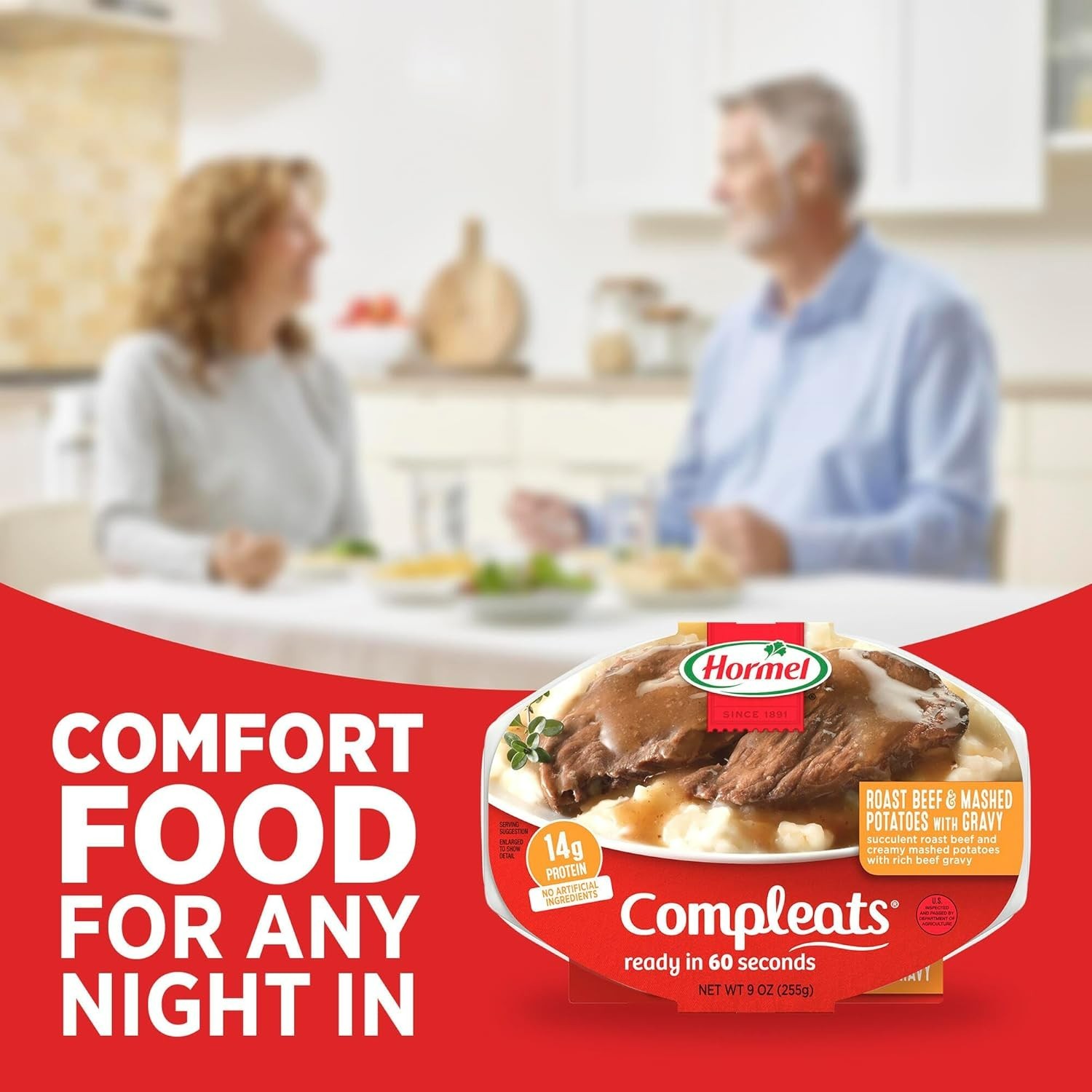 Hearty Microwave Roast Beef & Mashed Potatoes with Gravy – 9 oz. Trays, 6 Pack