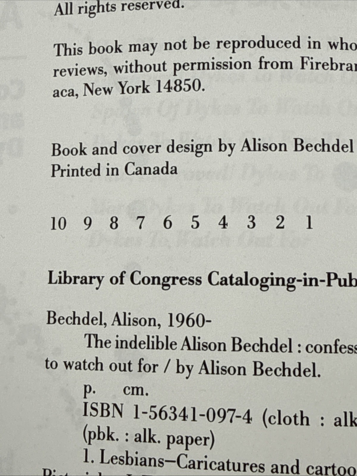 The Indelible Alison Bechdel 1st Edition 1st Print Paperback
