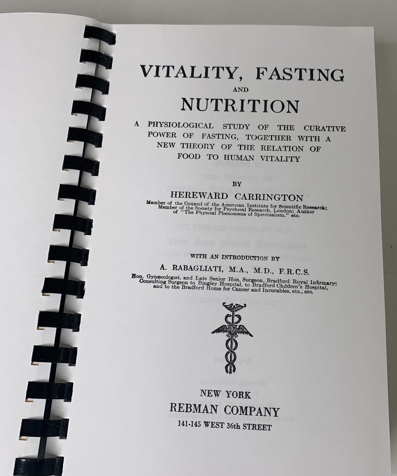 Vtg Vitality Fasting and Nutrition Book Hereward Carrington Combed Binding