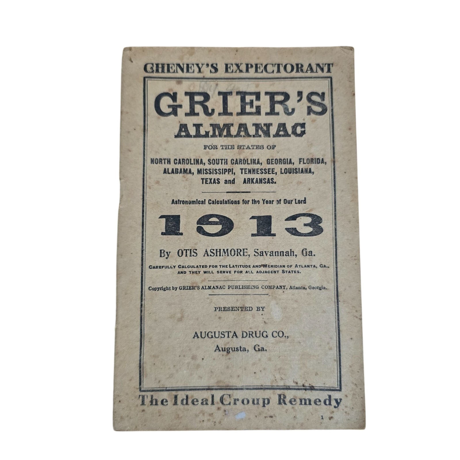 Vintage Grier’s Almanac Lot 1910-1918 WWI Era Southern Advertising Ephemera
