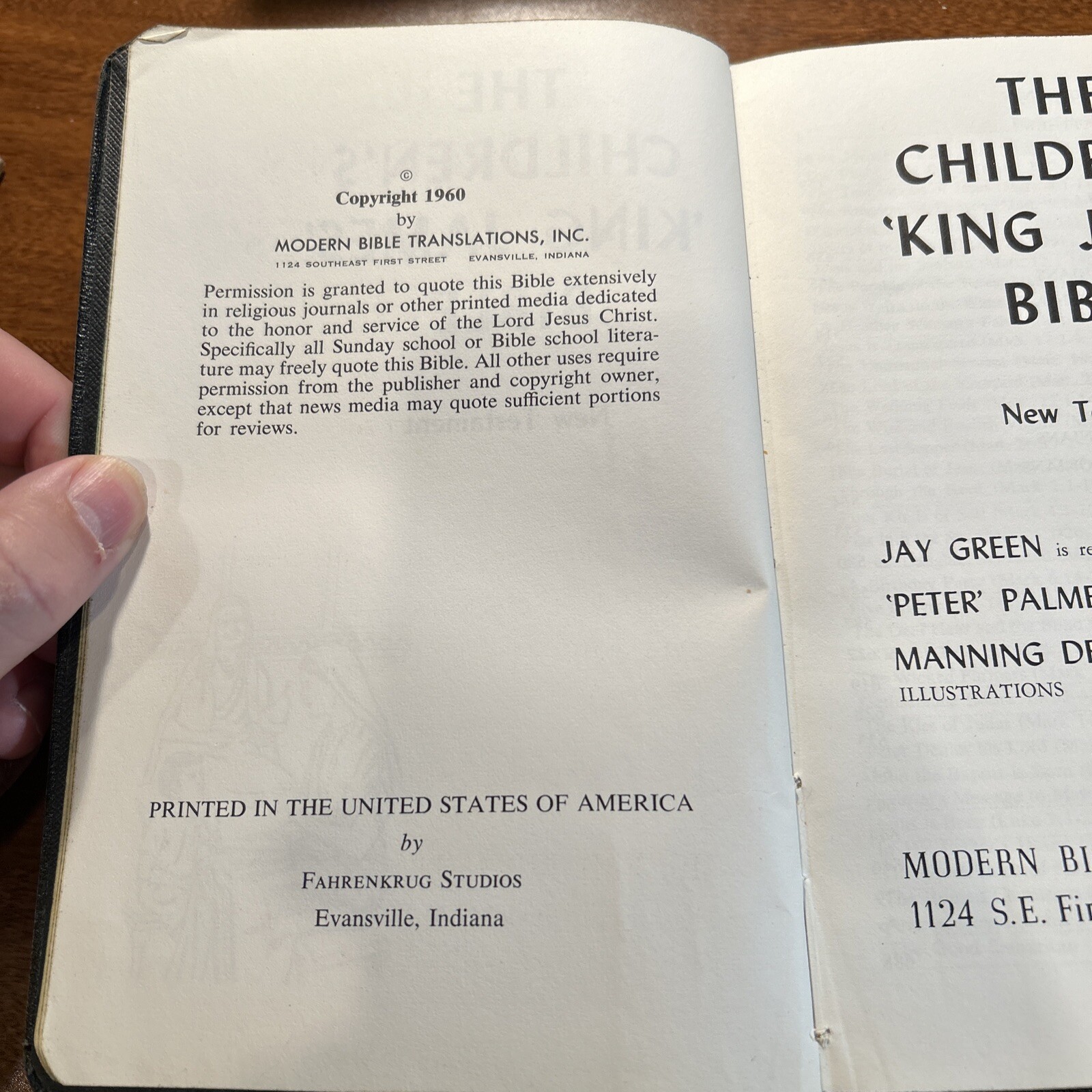 The Children’s King James Bible Modern Translation New Testament HC 1960 Bonded