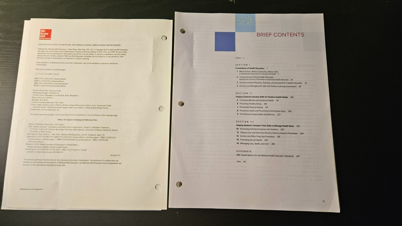 Health Education Elementary and Middle School Applications Loose Leaf VERY GOOD