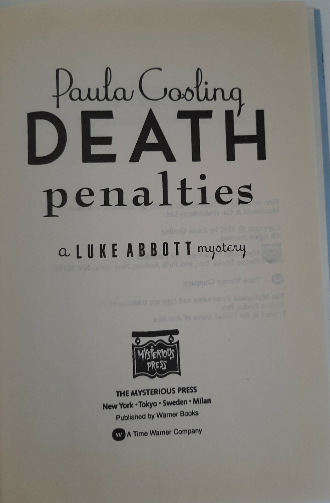 Death Penalties by Paula Gosling 1991 232 pages H/C D/J Very Good