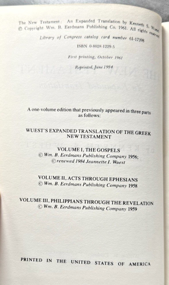 Word Studies in The Greek New Testament 4 Volume Set Kenneth S. Wuest Eerdmans