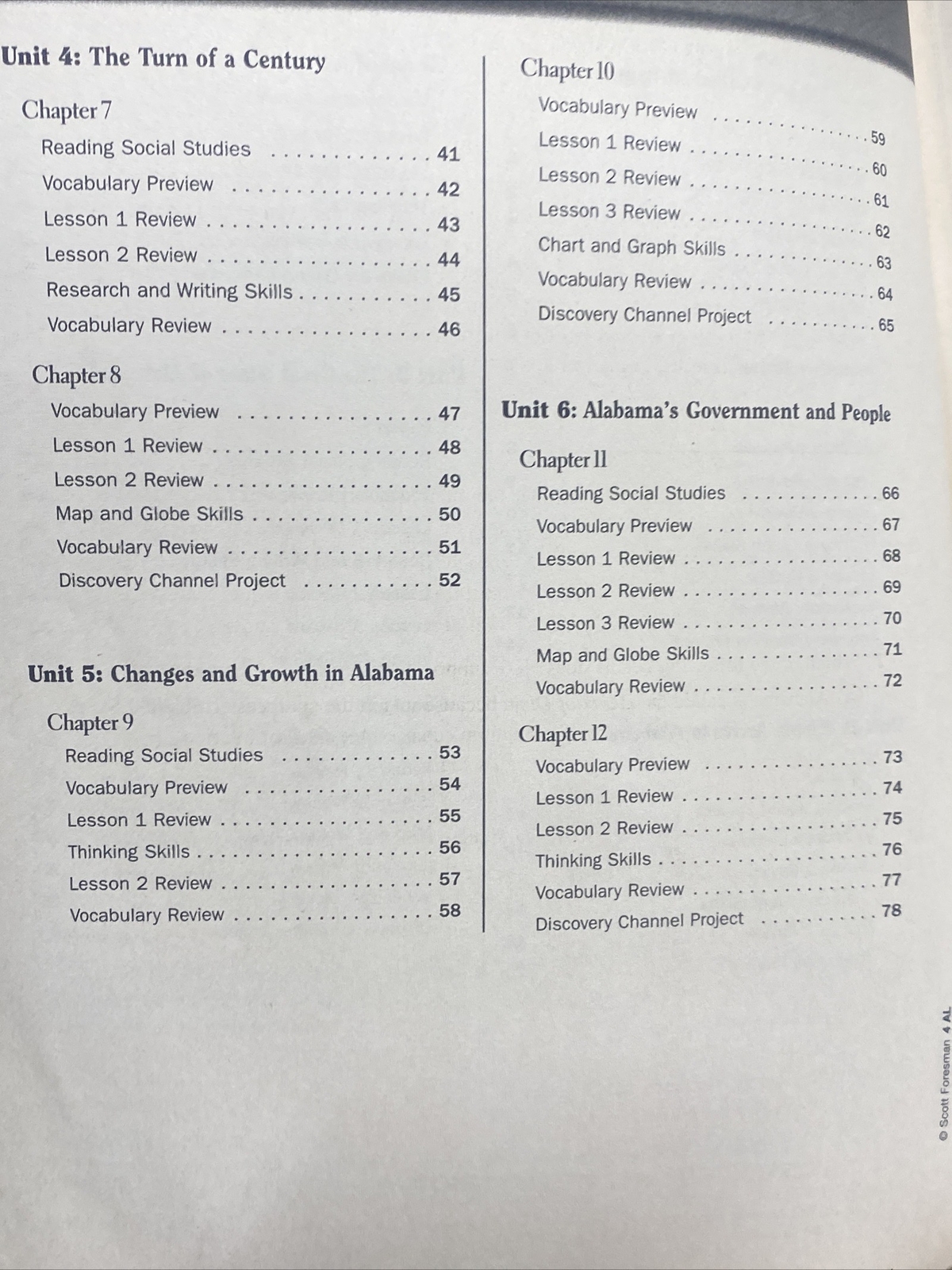 WORKBOOK SCOTT FORESMAN SOCIAL STUDIES: ALABAMA. A61