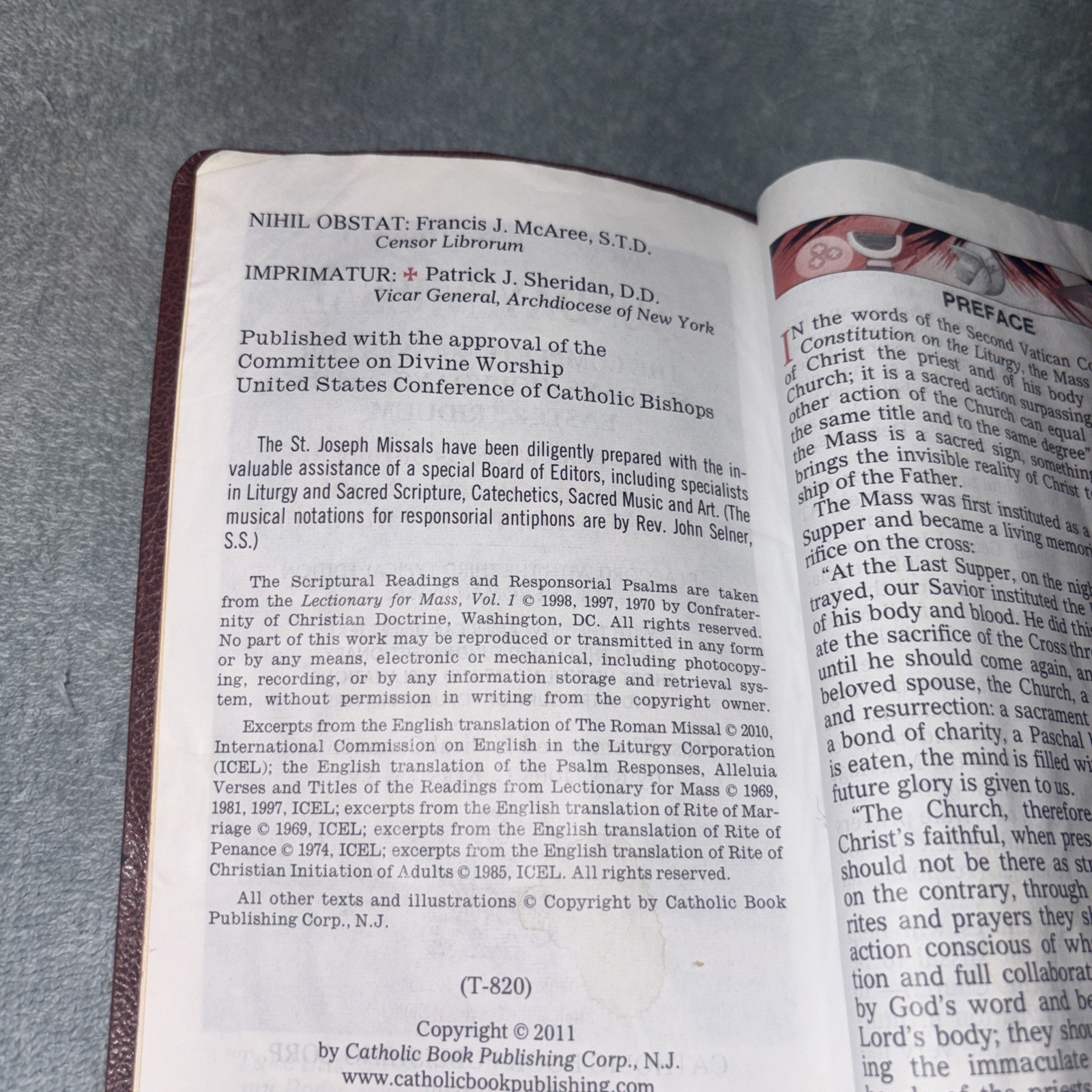 New St. Joseph Sunday Missal And Hymnal: 2011 Catholic Book Publishing Co. HC