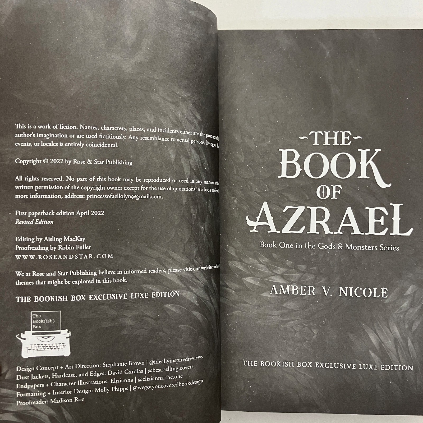 Book of Azrael Amber V Nicole SIGNED Bookish Box Luxe Edition 2022 Rose & Star