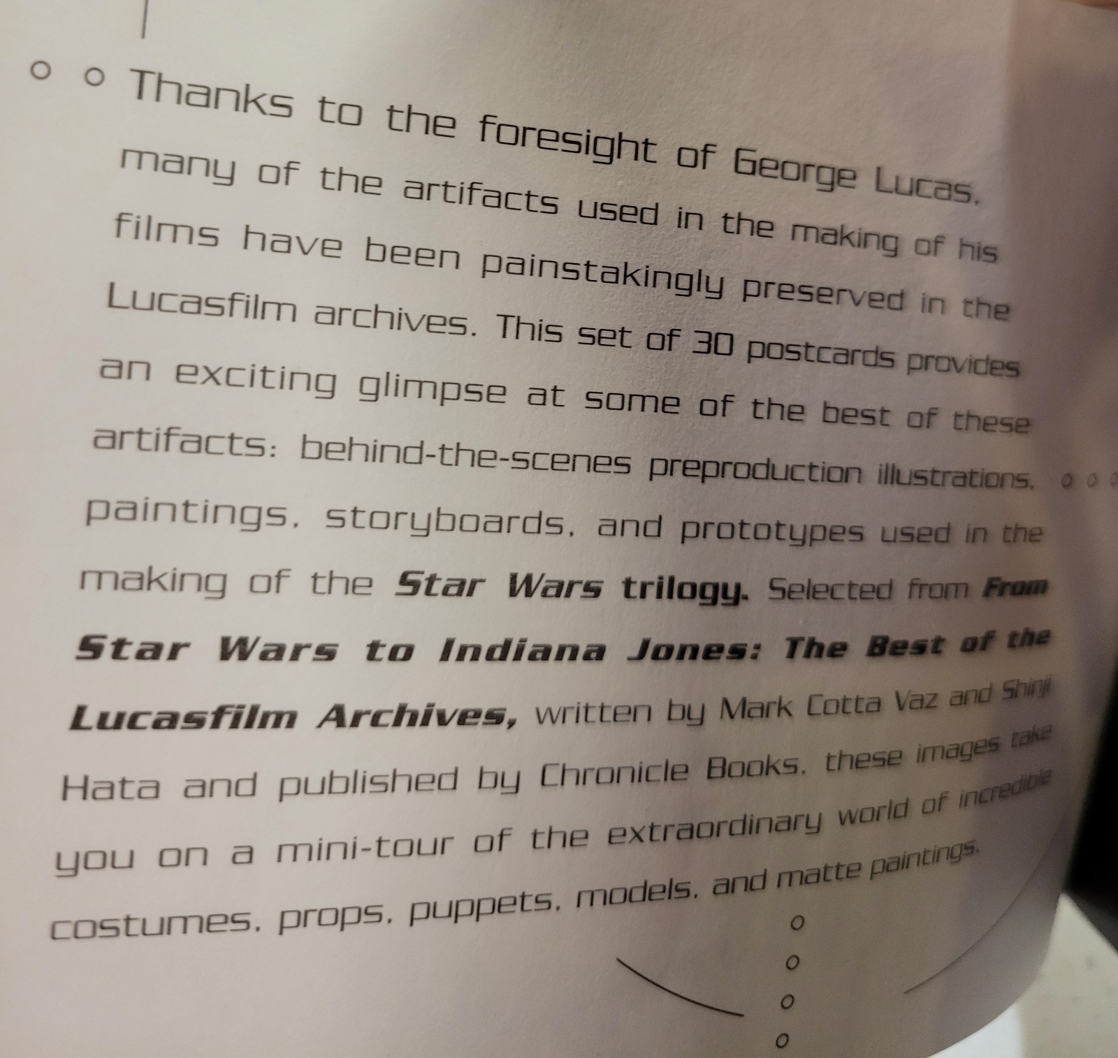 STAR WARS BEHIND THE SCENES 30 POSTCARDS LLC Staff (1995, HC) BRAND NEW