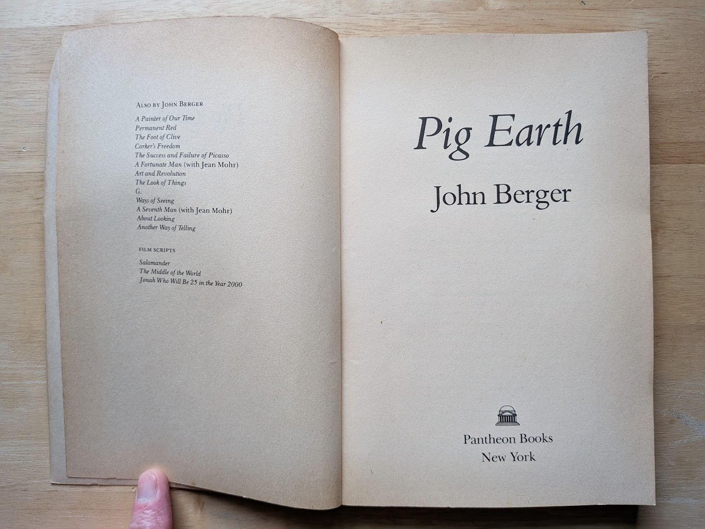 Pig Earth by John Berger – 1981 Pantheon Books – 1st American Paperback Edition