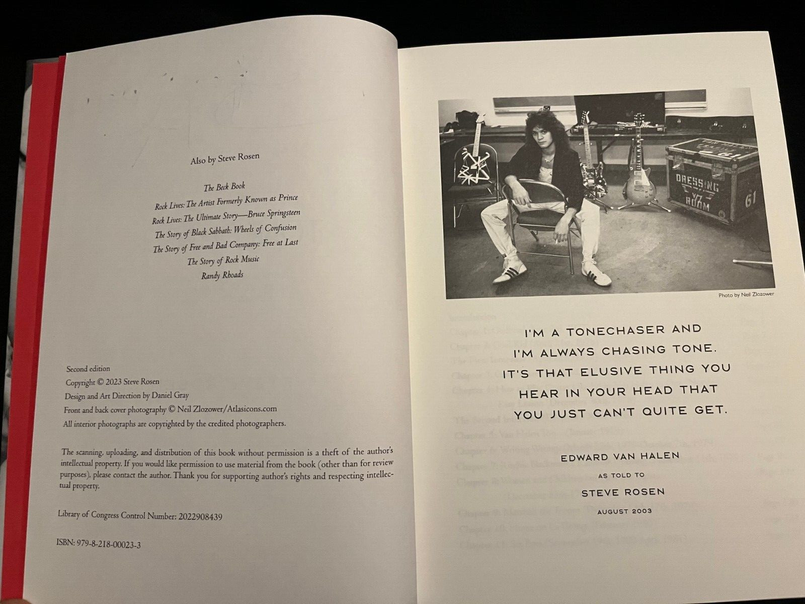 Steve Rosen signed Tonechaser HC book My 26 Year Journey with Edward Van Halen
