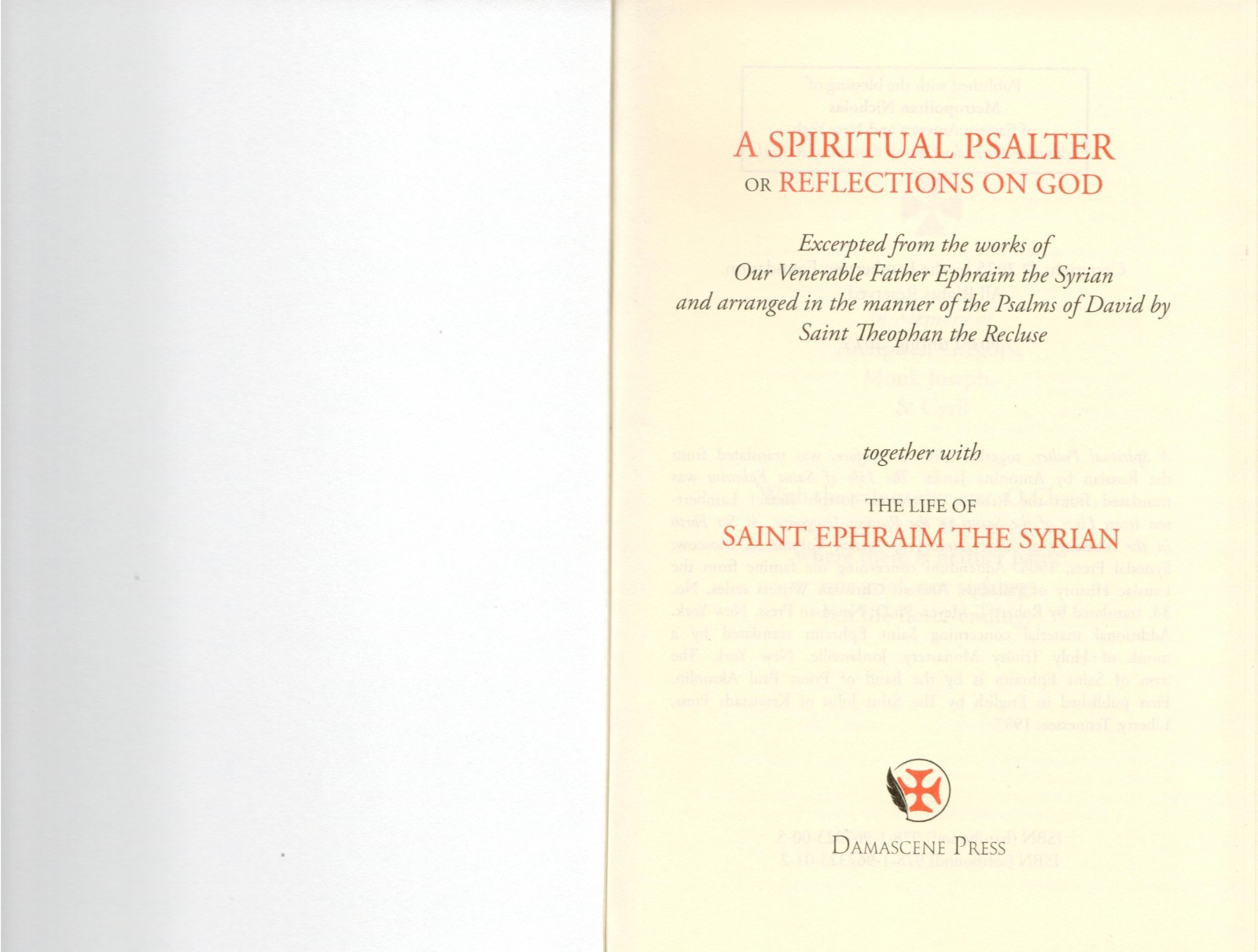A Spiritual Psalter or Reflections on God (Hardcover) with Prayer Bookmark -NEW