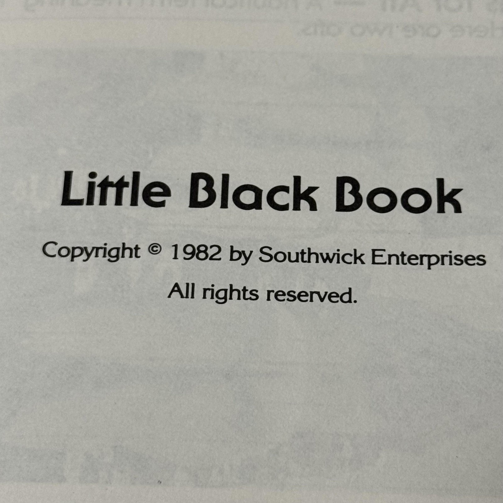 Vintage 1982 Little Black Book Southwick Enterprises Mini 4×5.5 PB Erotica Humor