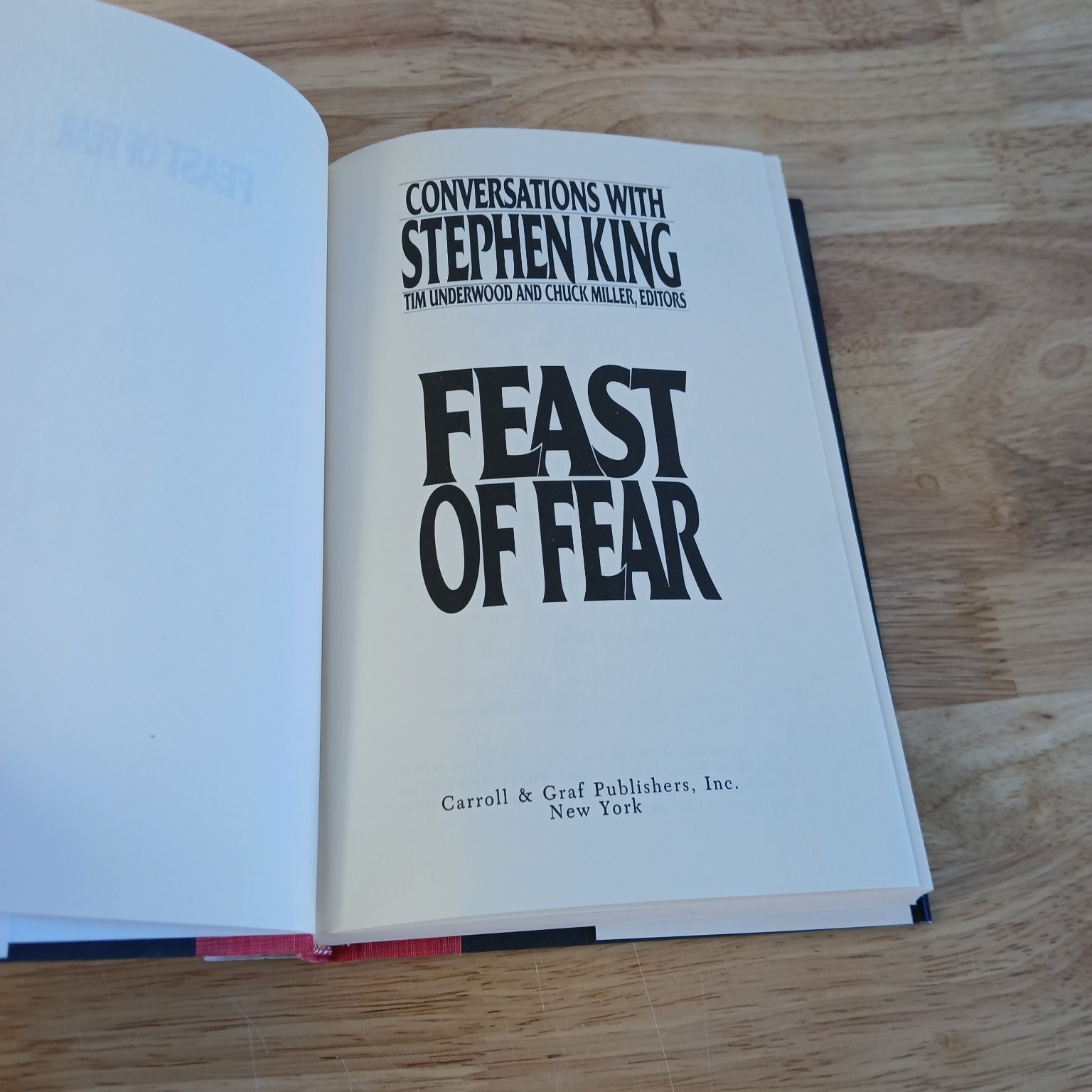 Feast of Fear Conversations with Stephen King 1992 First Edition Nonfiction