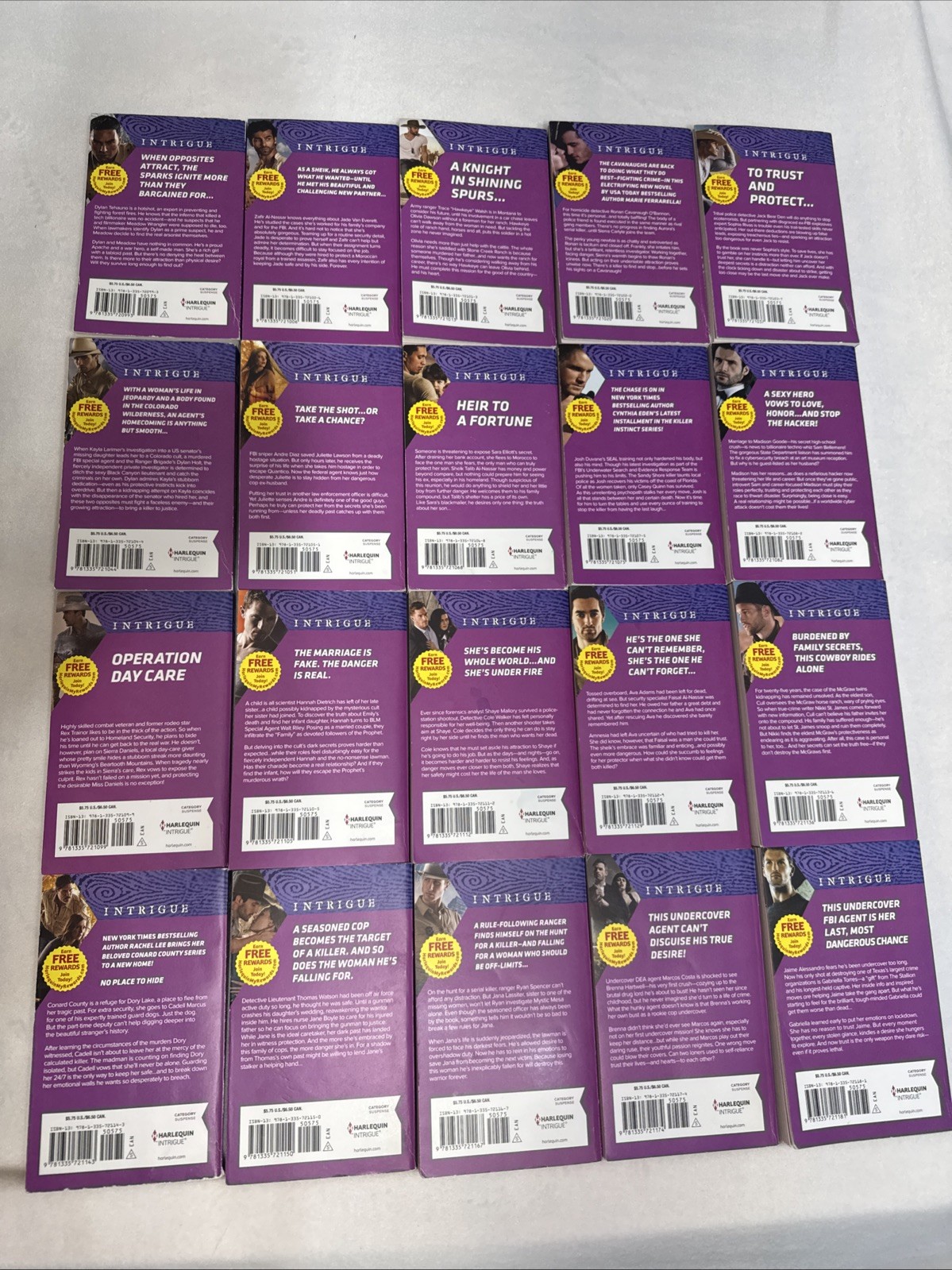 Lot Of 20 Harlequin Romance Intrigue With Varying Artists All In Very Good Con