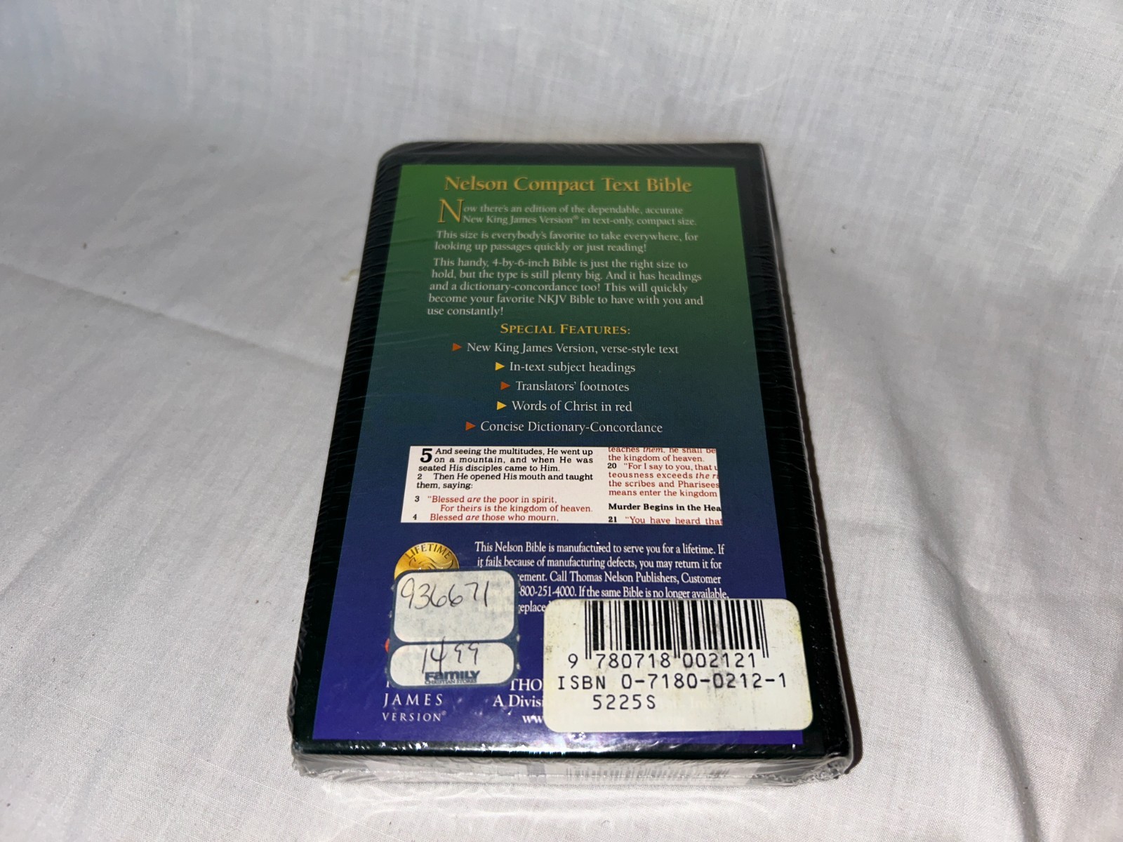 Holy Bible New King James Version Pocket Size Nelson 5225 Black Compact SEALED