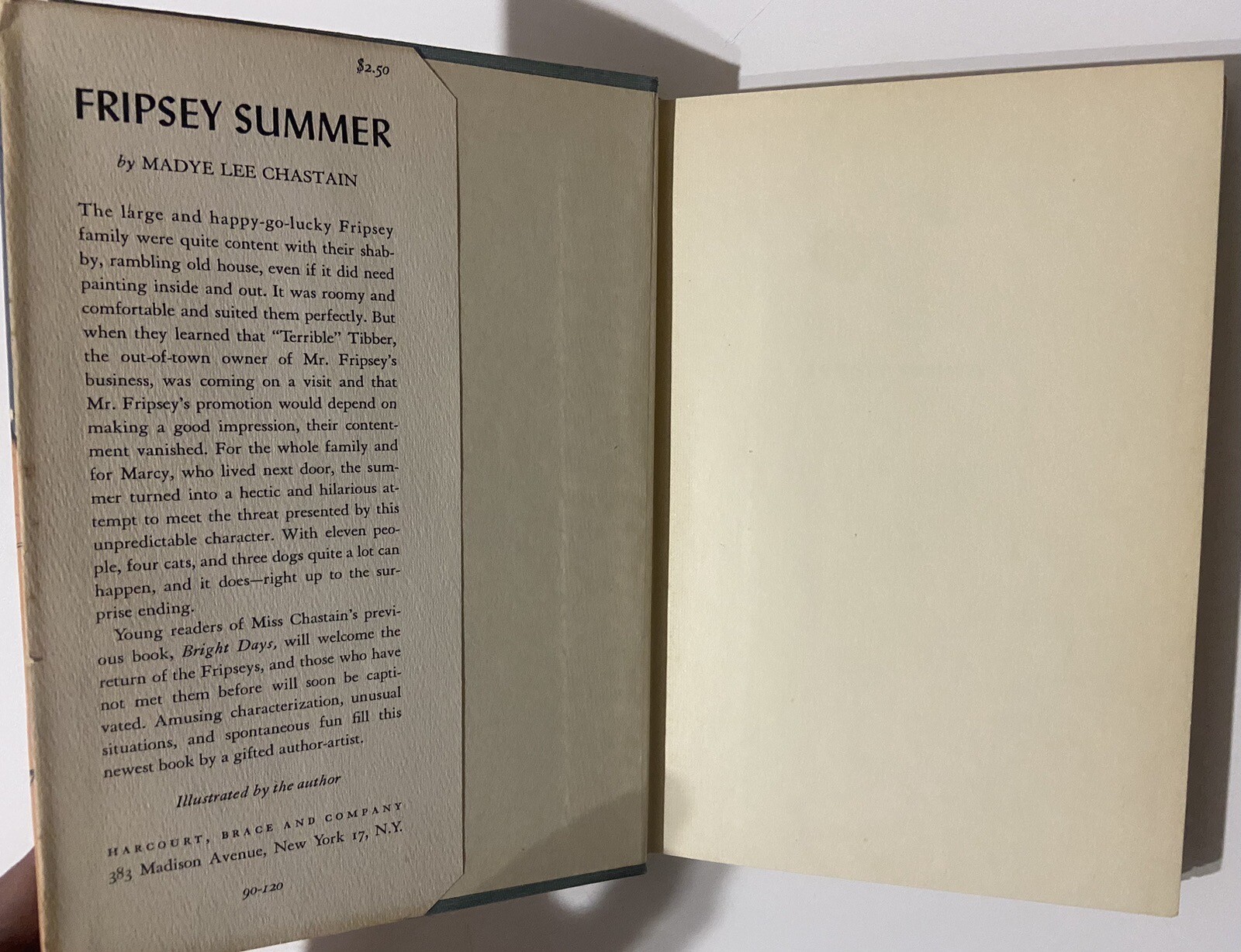 Fripsey Summer by Madye Lee Chastain (1953 1st Hardcover)