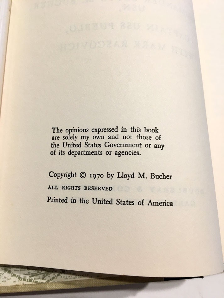 BUCHER: MY STORY HC BOOK COMMANDER LlOYD M. BUCHER USN US PUEBLO 1STED 1970