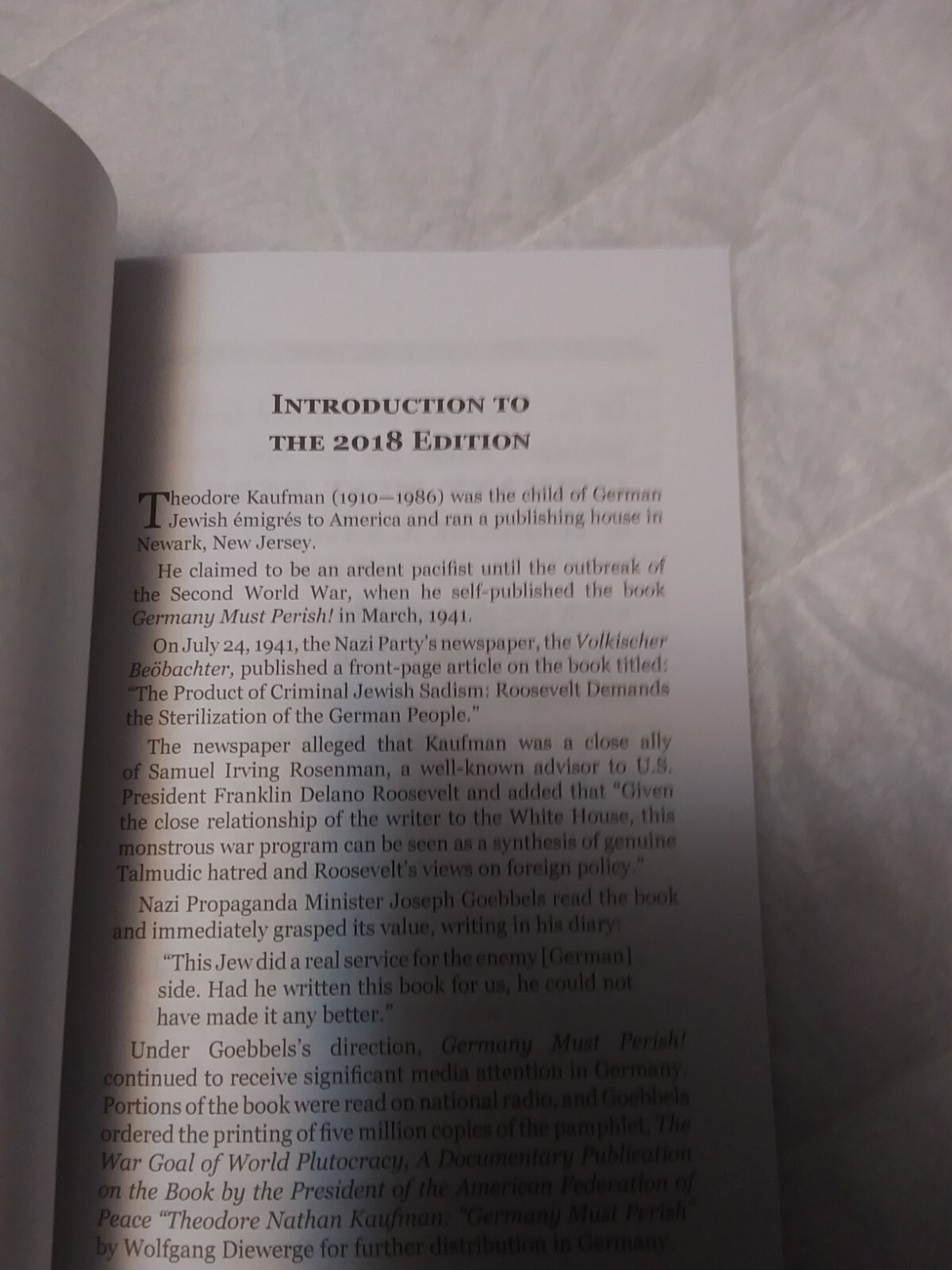 Germany Must Perish by Theodore Kaufman, PB facsimile reprint