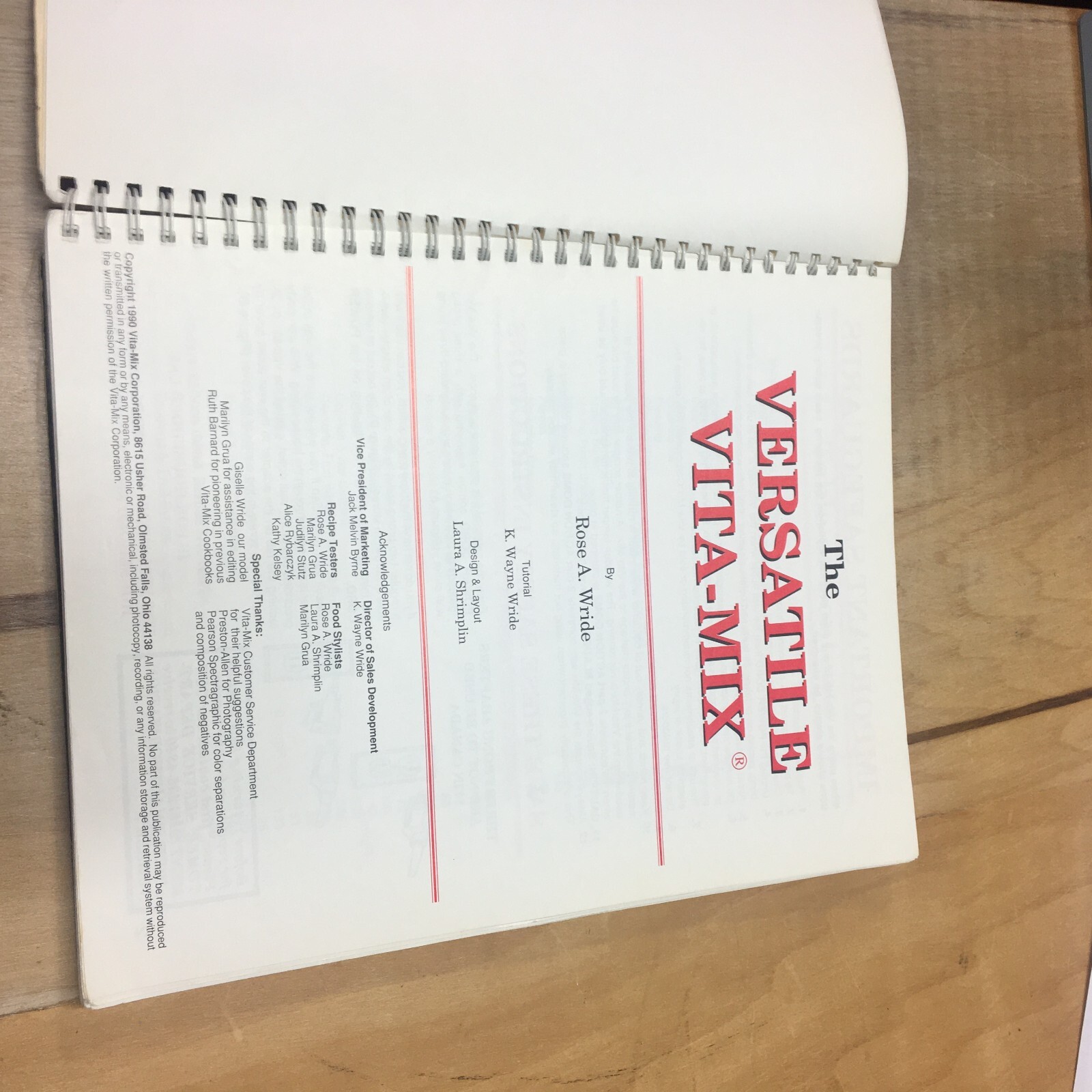 Versatile Vita-Mix Recipe Book Foods For Every Occasion 1990 Spiral FREE SHIP!