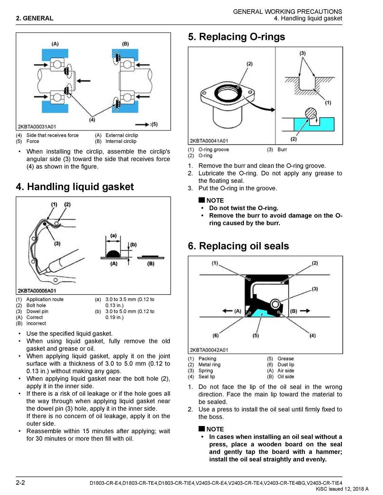 KUBOTA D1803-CR V2403-CR Diesel Engine Workshop Manual – SPIRAL BOUND – JACKET