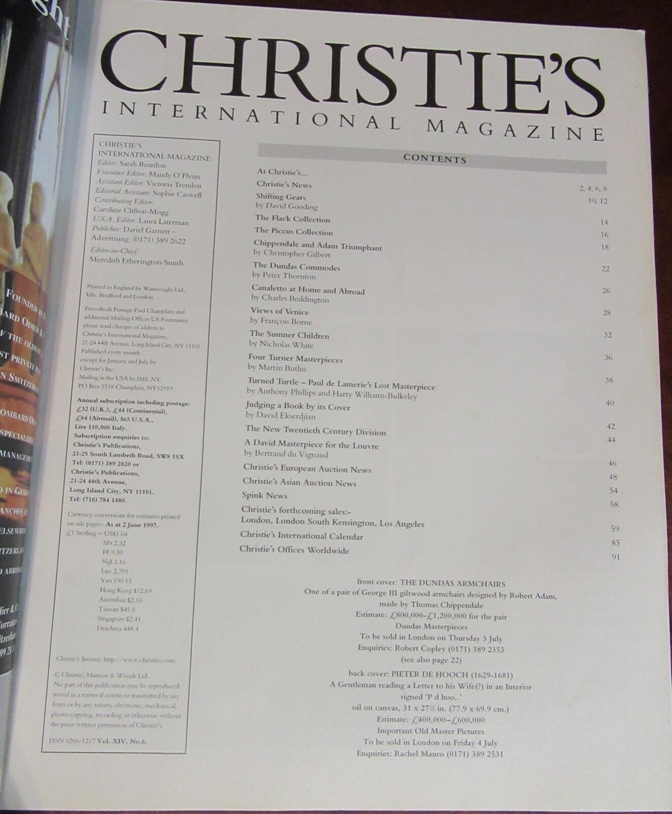 CHRISTIE’S CATALOG INTERNATIONAL MAGAZINE 88 PAGES 1997