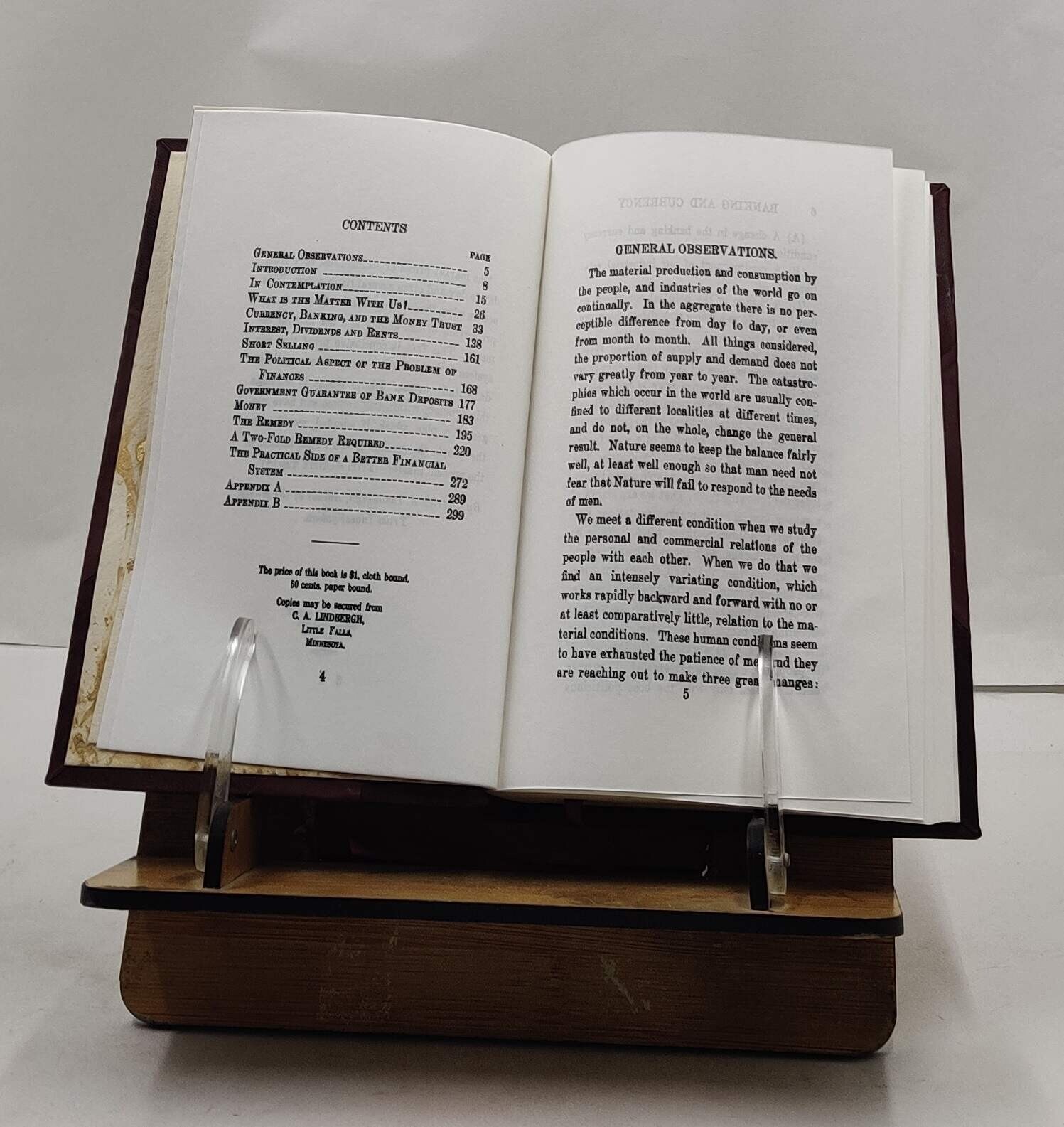 Banking and currency and the money trust, by Charles A. Lindbe [Leather Crafted]