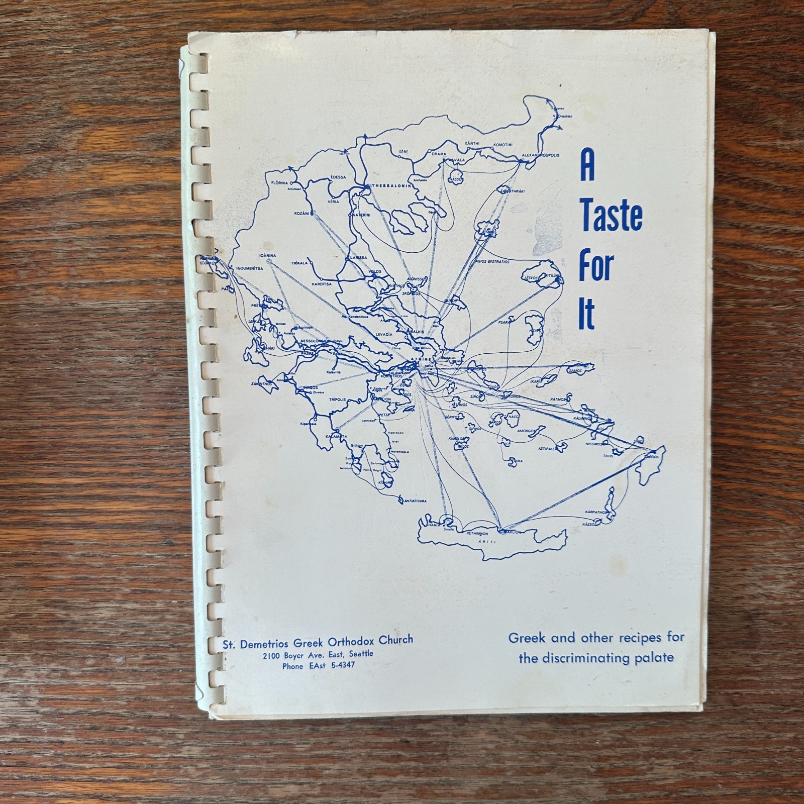 A Taste For it St Demetrios Greek Orthodox Church Seattle 1964 Spiral-Bound PB