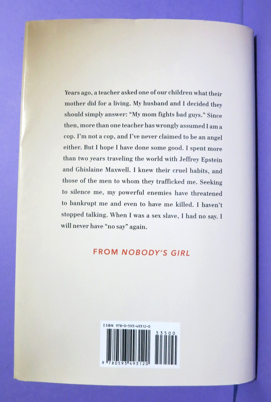 Nobody’s Girl by Virginia Roberts Giuffre 1st Edition 2025 Hardcover DJ