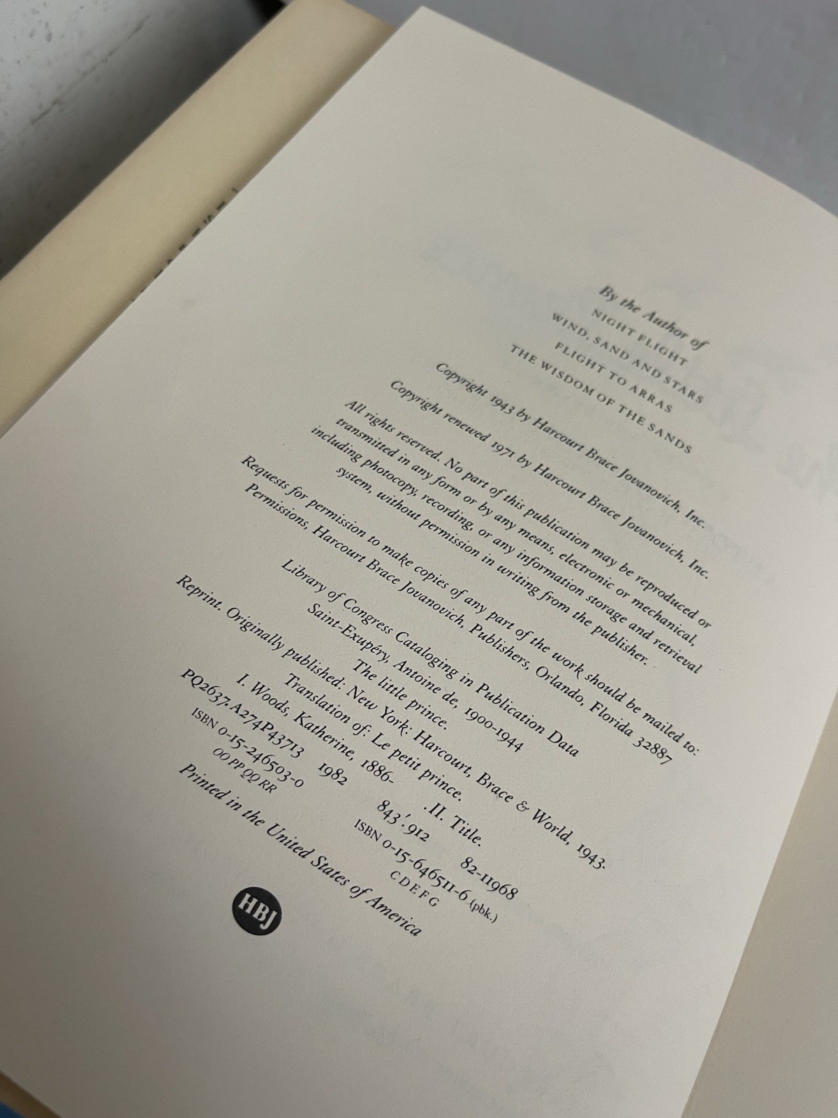 The Little Prince by Antoine de Saint-Exupéry 1982 Hardcover Dust Jacket (1943)