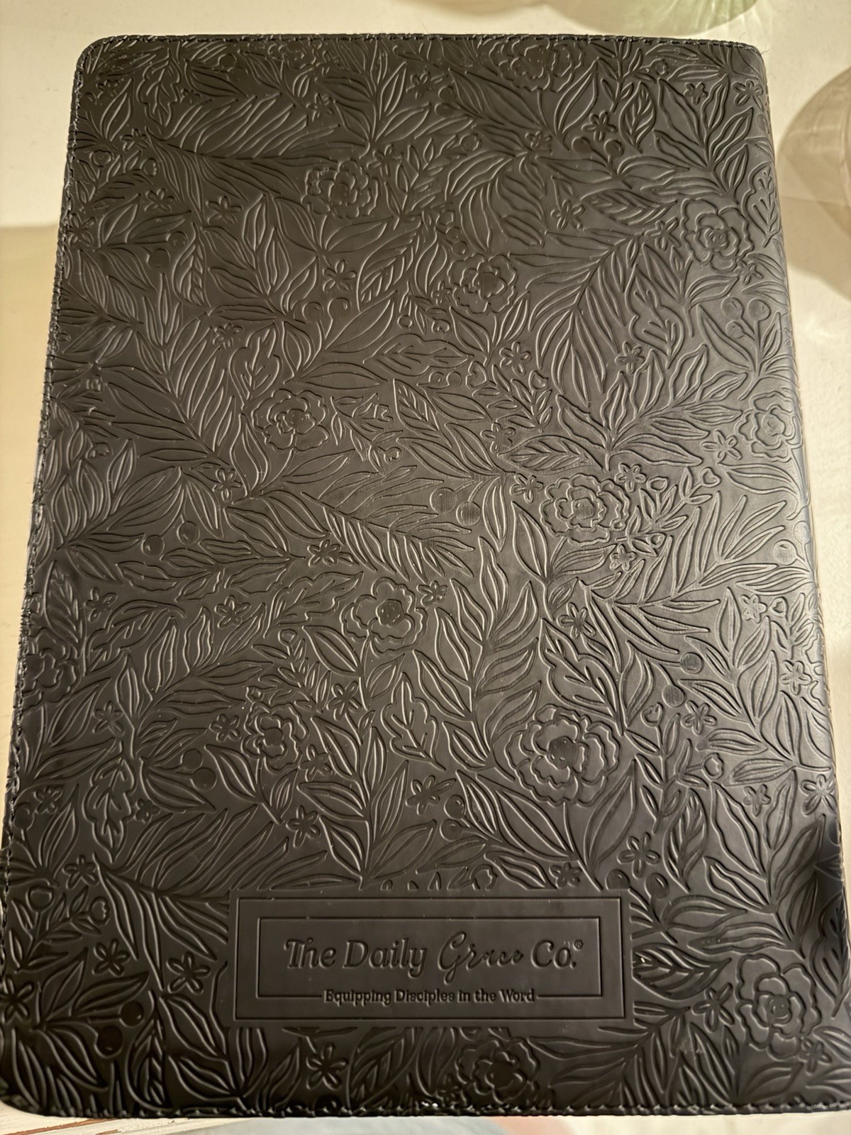 The Daily Grace Co. ESV Study Bible Leather Bound Floral Embossed Black