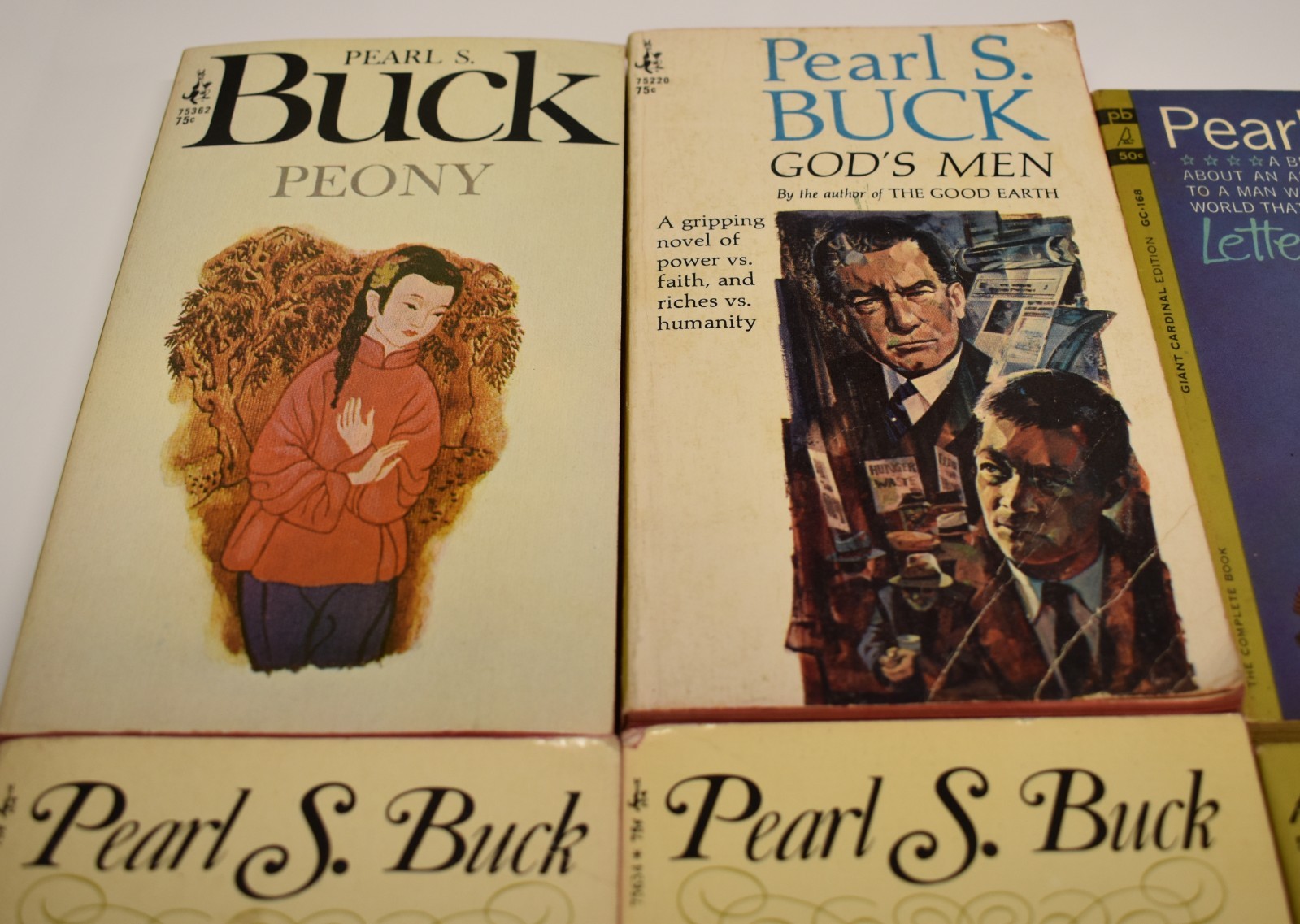 8 paperback book lot PEARL S. BUCK hearts come home GOD’S MEN peony PEKING