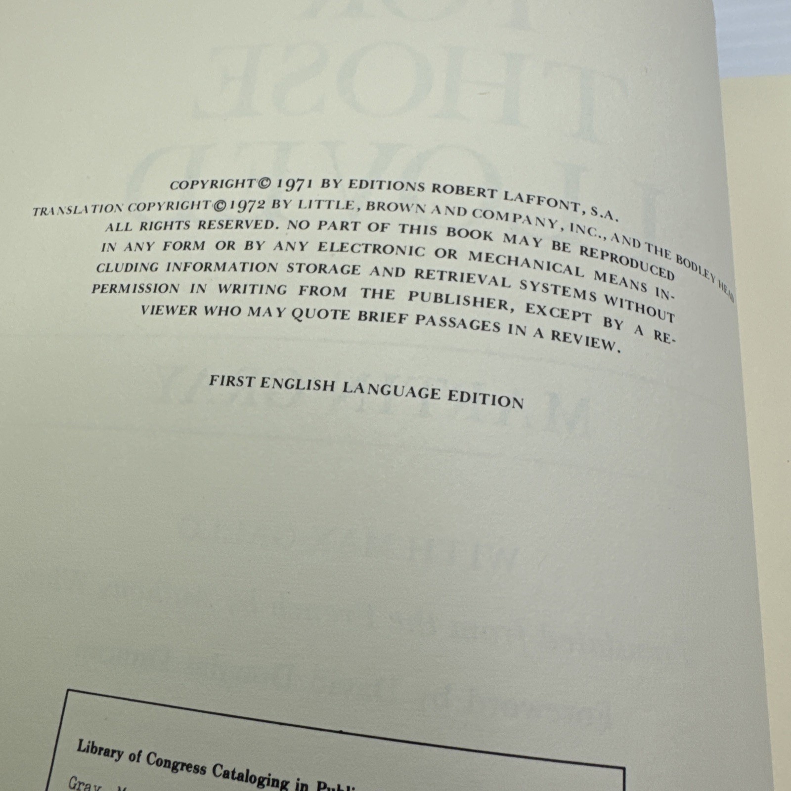 For Those I Loved Martin Gray 1972 First English Edition HC Holocaust Survivor